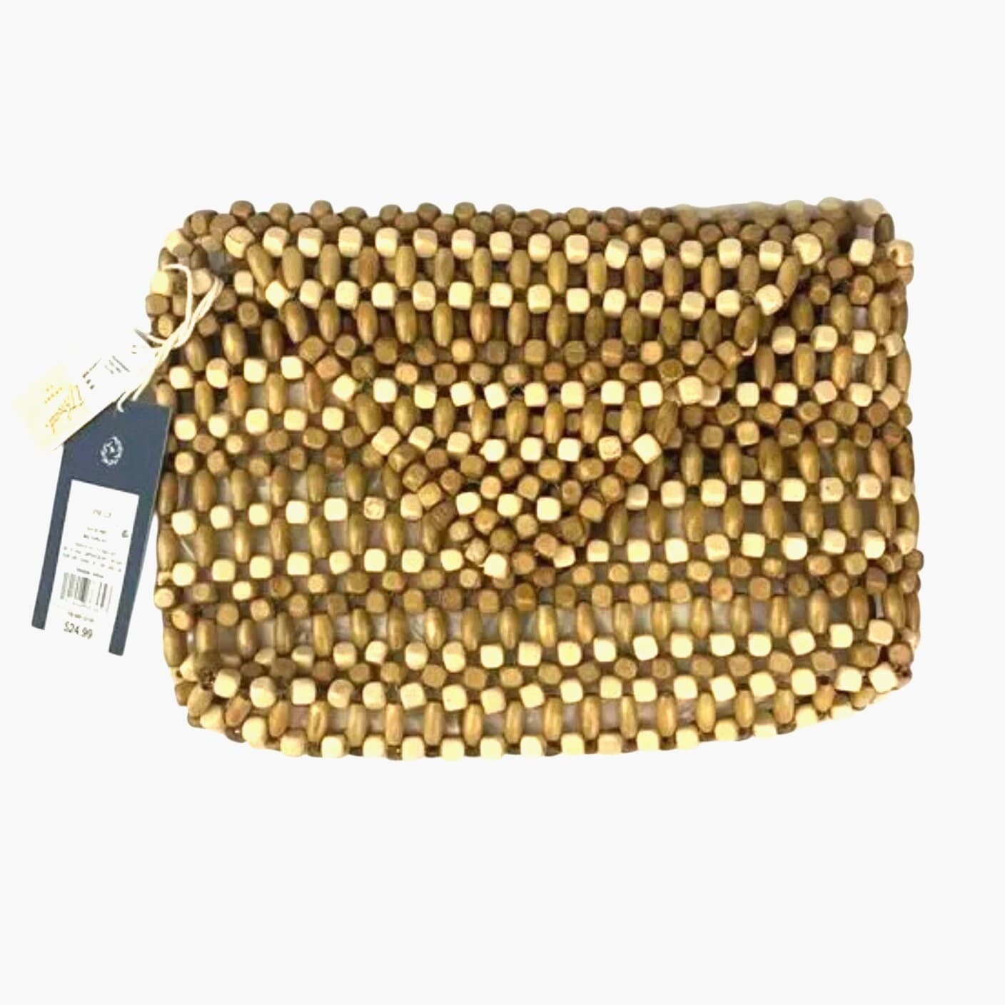 Universal Thread Wood Beaded Clutch Crossbody Purse Boho Woven Handbag - Thumbnail 5