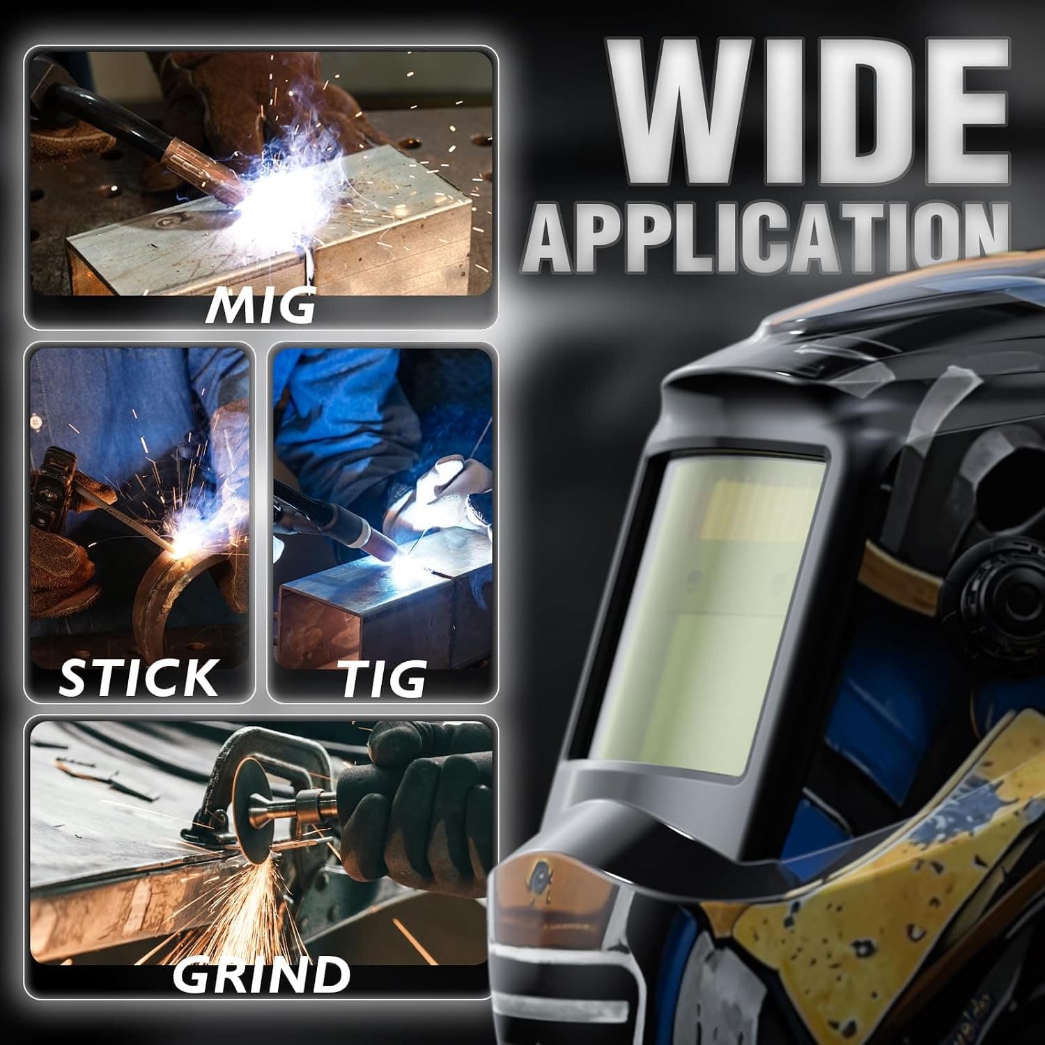 YESWELDER Auto Darkening Welding Helmet True Color Solar Powered TIG MIG ARC - Thumbnail 6