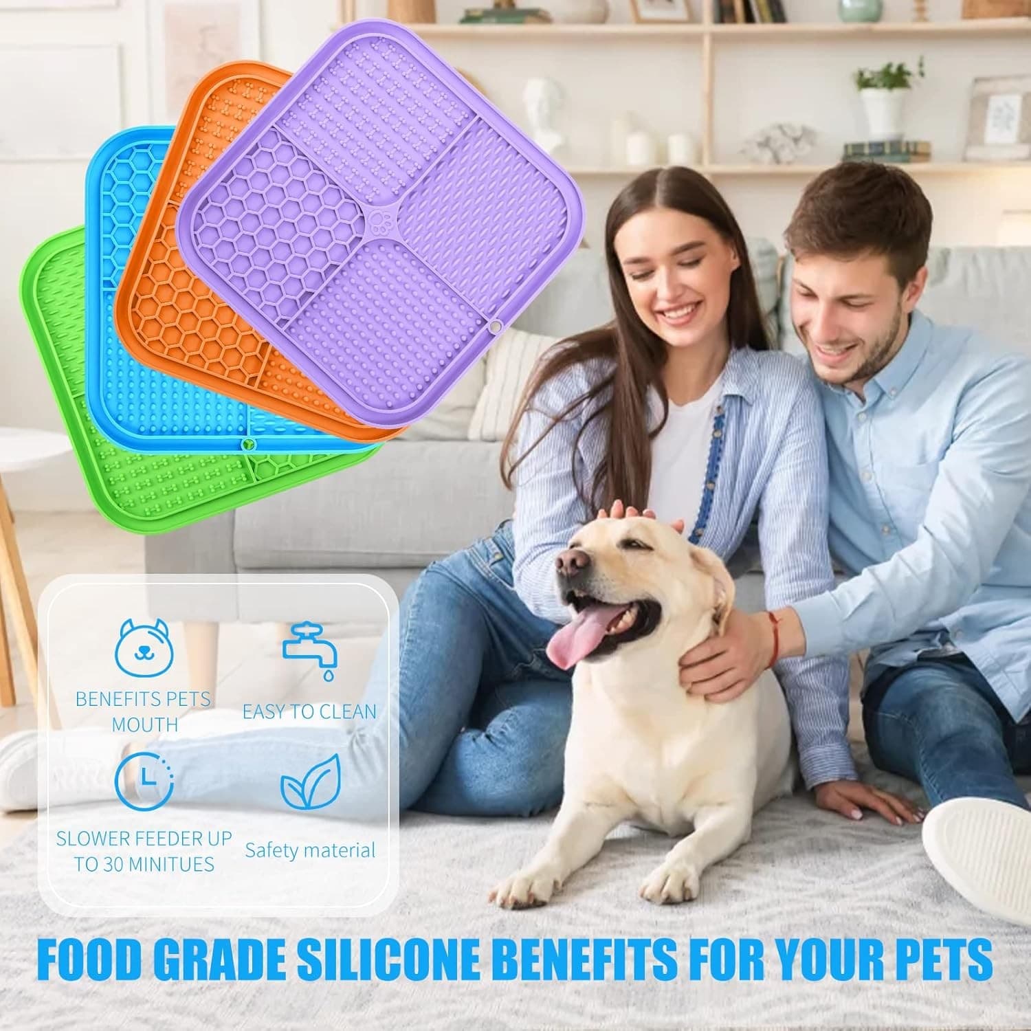 Dog Lick Mat Slow Feeder Silicone Pad Suction Cups Anxiety Bath Grooming - Thumbnail 2