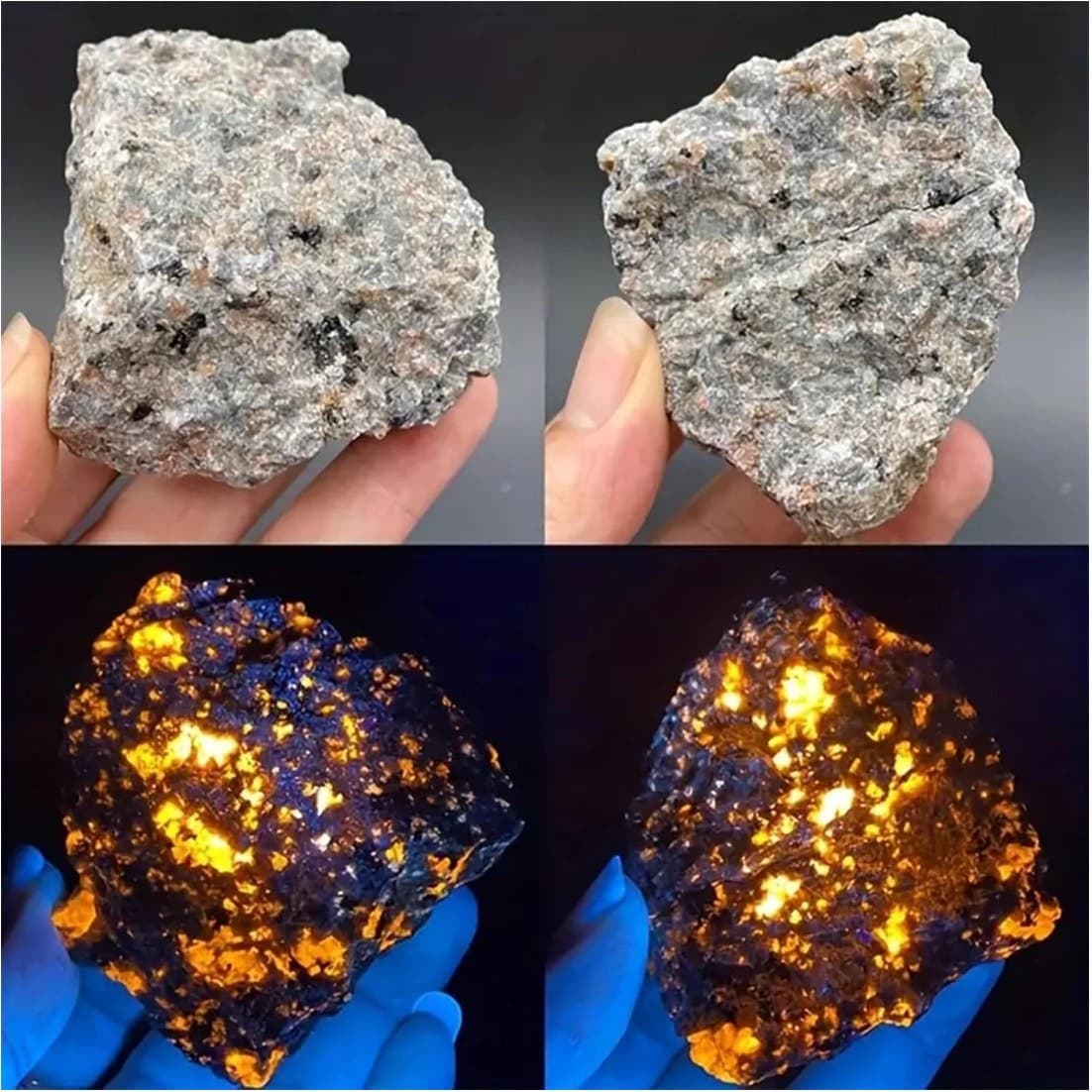 Yooperlite Stones 0.45 lb Bulk Rough UV Reactive Glow Crystal Natural Rock - Thumbnail 3