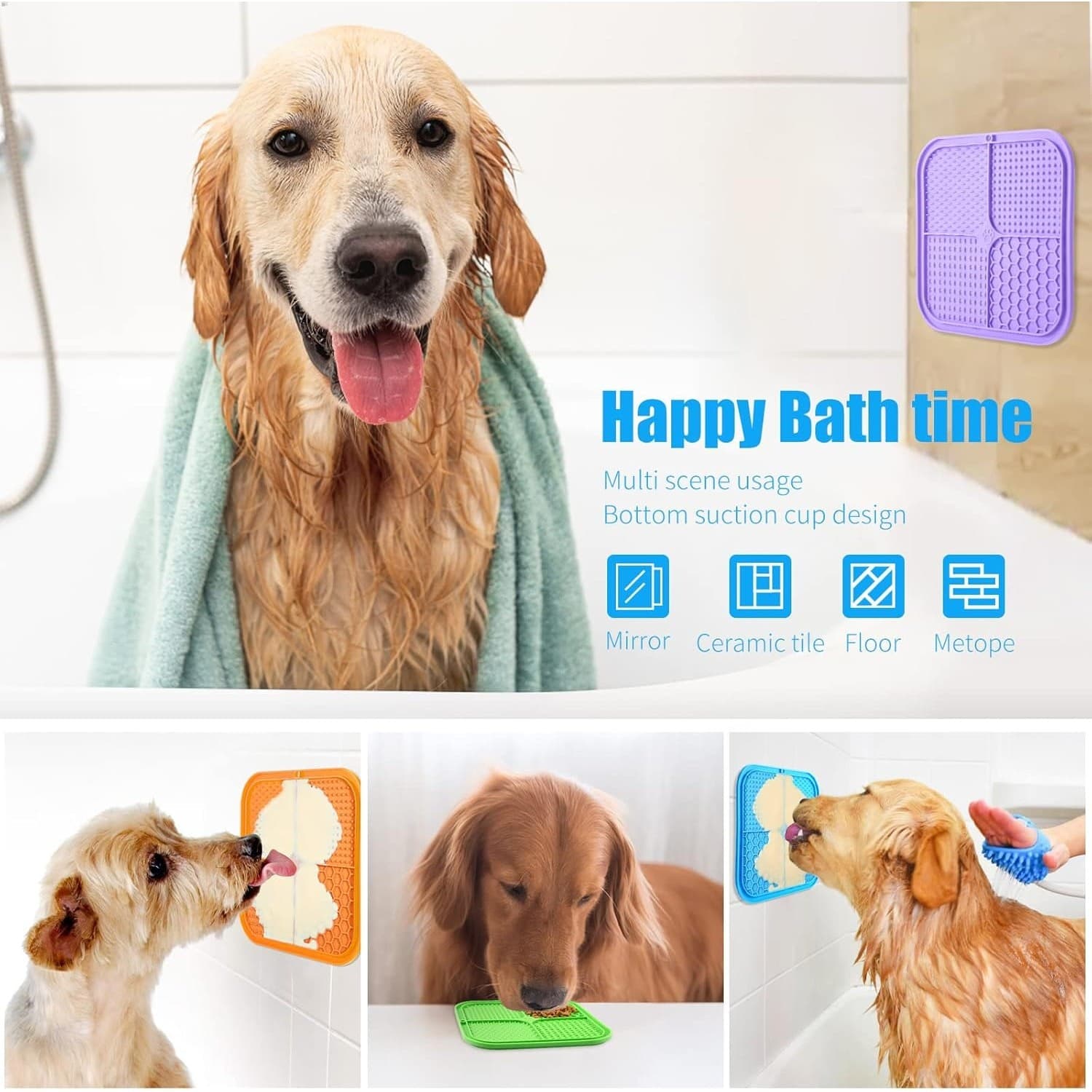 Dog Lick Mat Slow Feeder Silicone Pad Suction Cups Anxiety Bath Grooming - Thumbnail 5