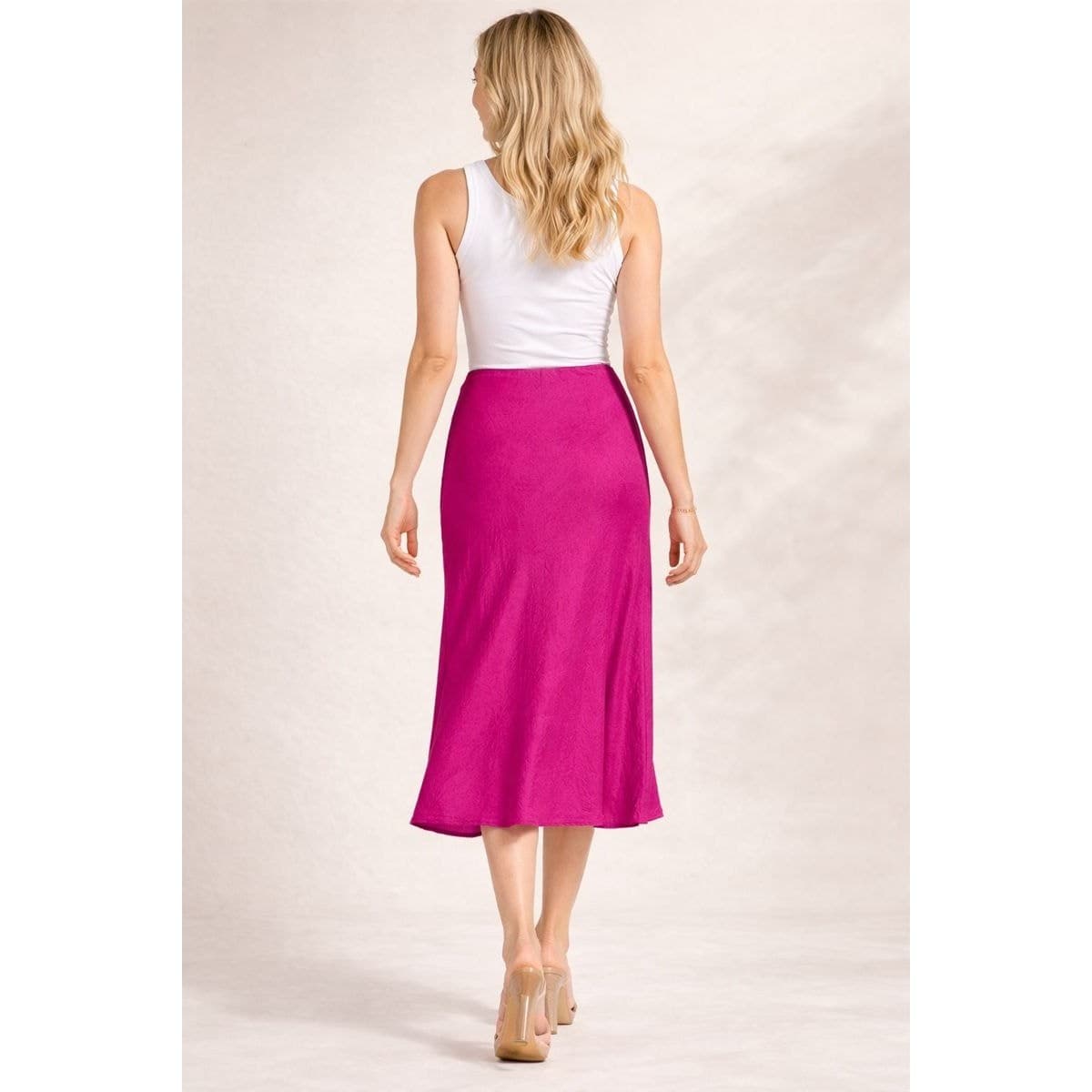 INC Concepts Cranberry Rose Bias-Cut Midi Skirt - Size S, Pull-On Style - Thumbnail 2