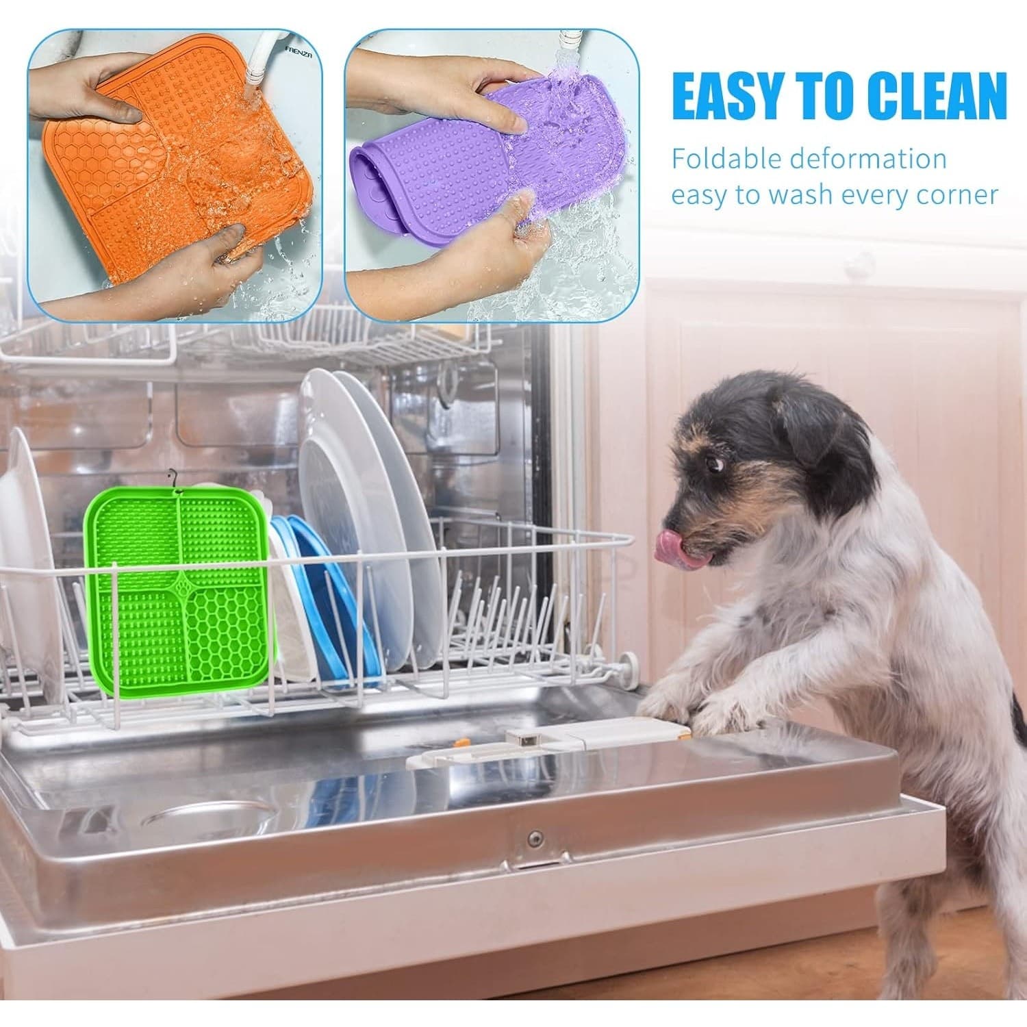 Dog Lick Mat Slow Feeder Silicone Pad Suction Cups Anxiety Bath Grooming - Thumbnail 4