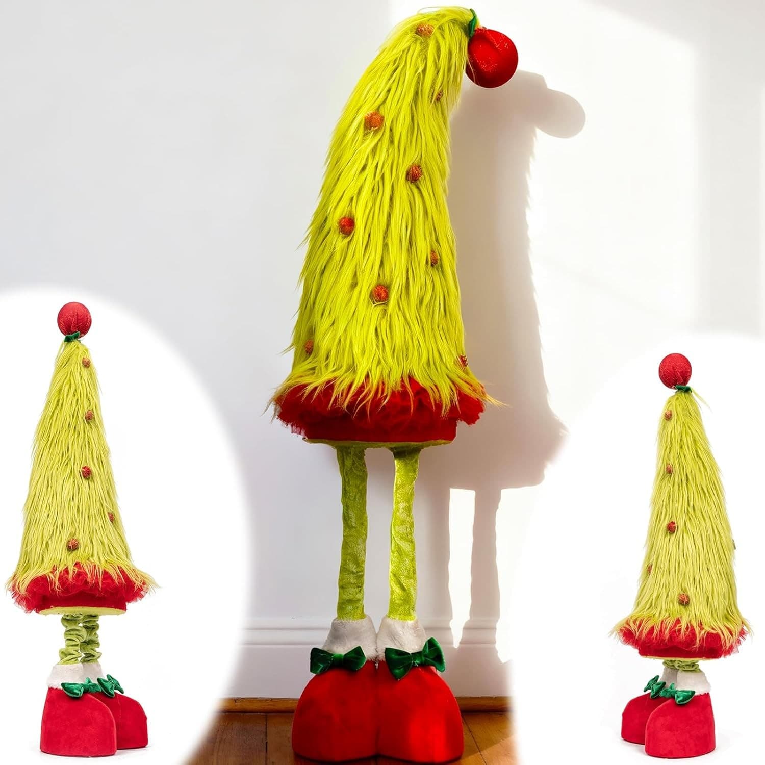 Standing Christmas Tree Gnome Plush 25–35" Adjustable Retractable Legs Decor - Thumbnail 9