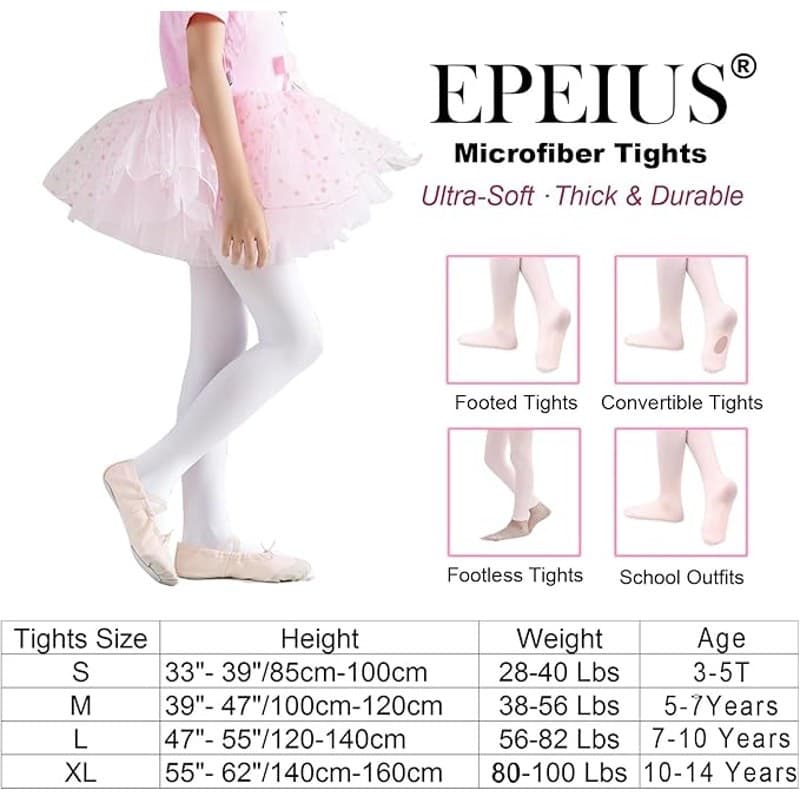 Girls Ballet Tights Footed Dance Tights Nude 2 Pack Size 8-11 Years - Thumbnail 4