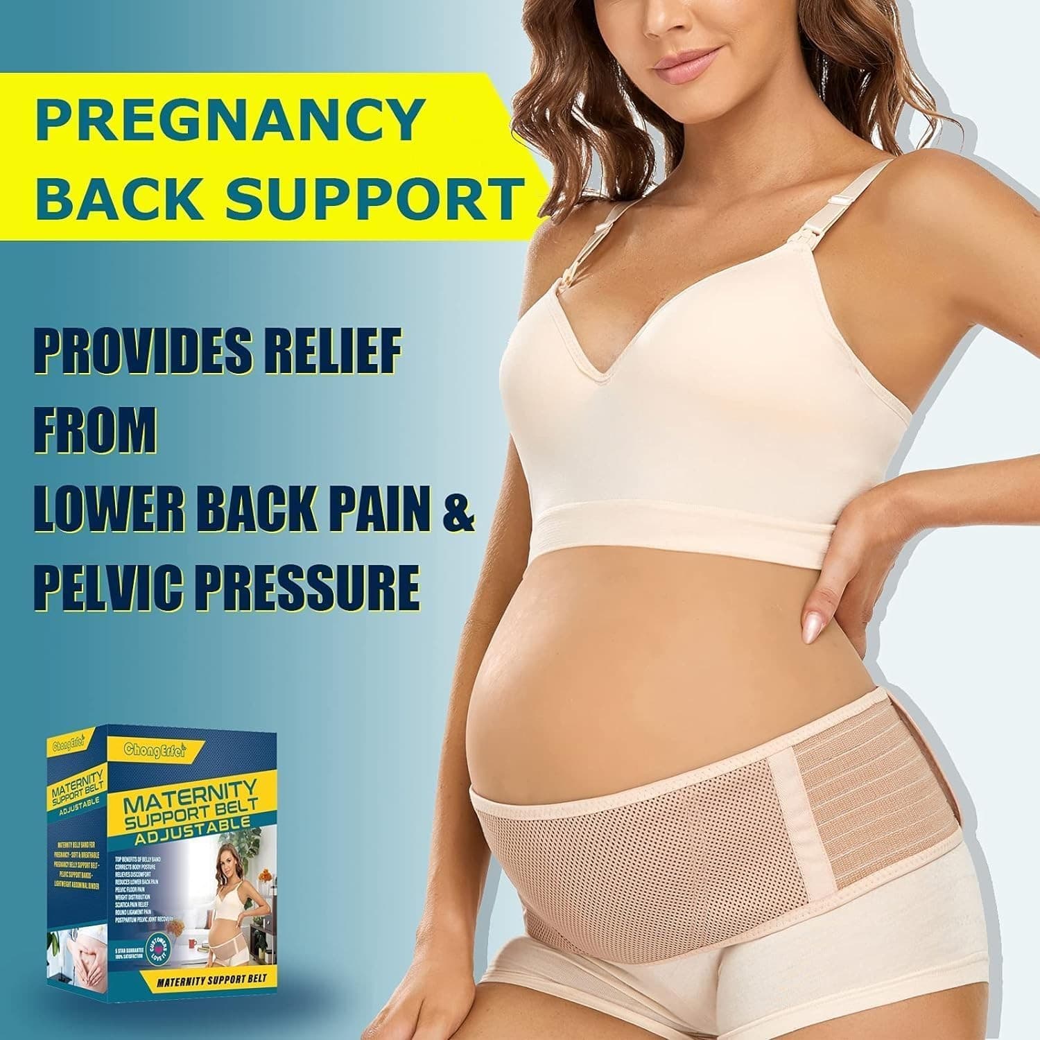 Maternity Belly Band Pregnancy Support Belt Adjustable Back Abdomen Beige - Thumbnail 2