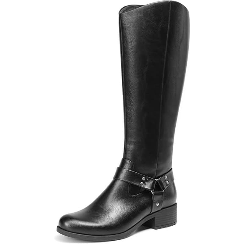 DREAM PAIRS Women Knee High Riding Boots Side Zipper Buckle Black Size 10 - Thumbnail 2