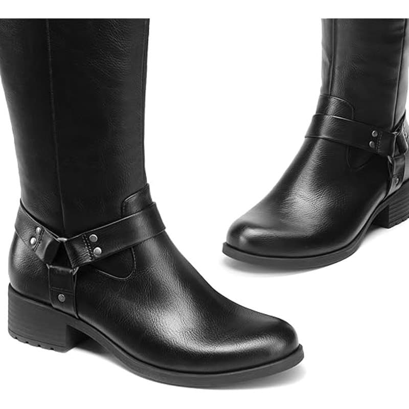 DREAM PAIRS Women Knee High Riding Boots Side Zipper Buckle Black Size 10 - Thumbnail 3