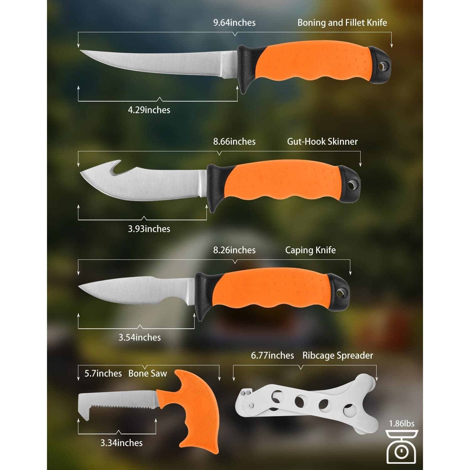 6-Piece Hunting Knife Set Game Processor Deer Elk Field Dressing Kit Hard Case - Thumbnail 2