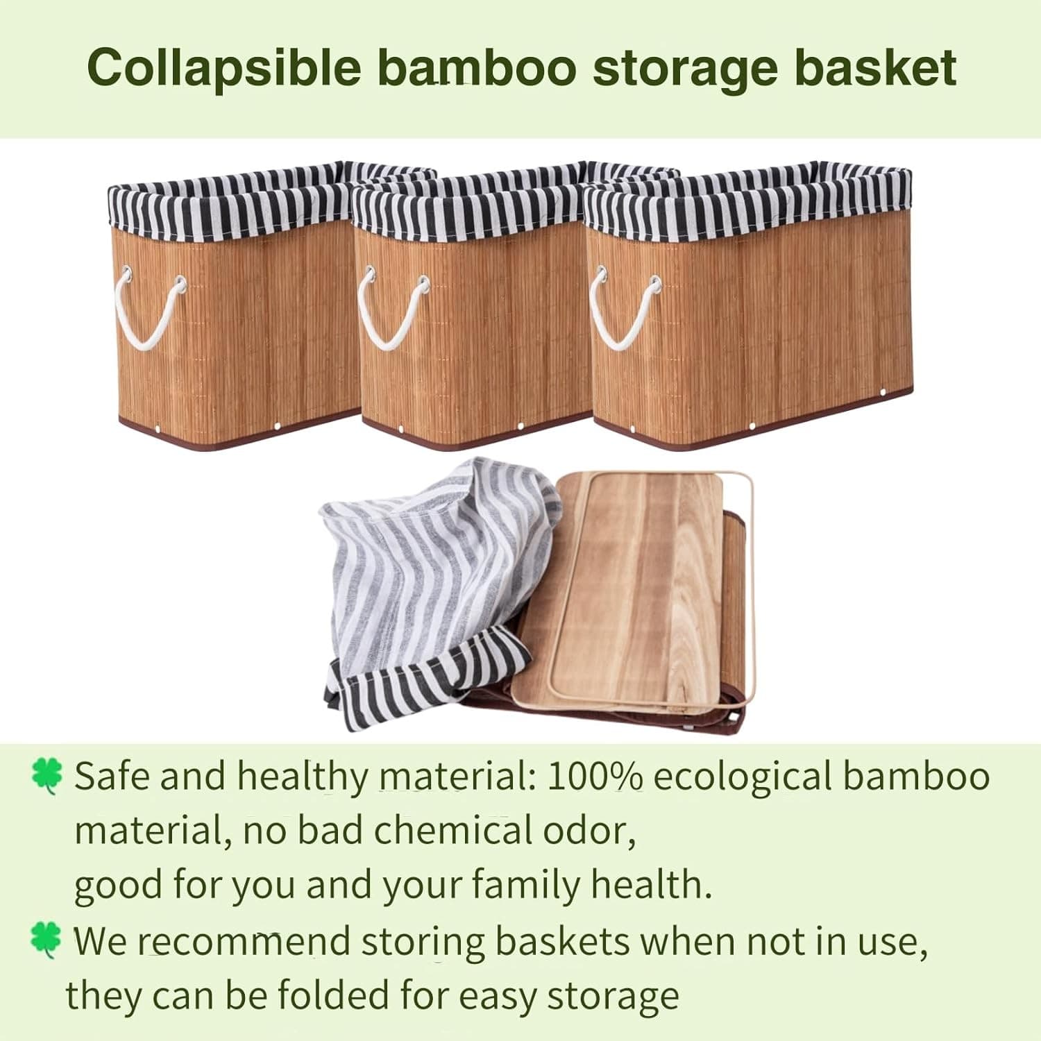 2PCS Bamboo Storage Basket Fabric Lined Under Desk Organizer - Thumbnail 4