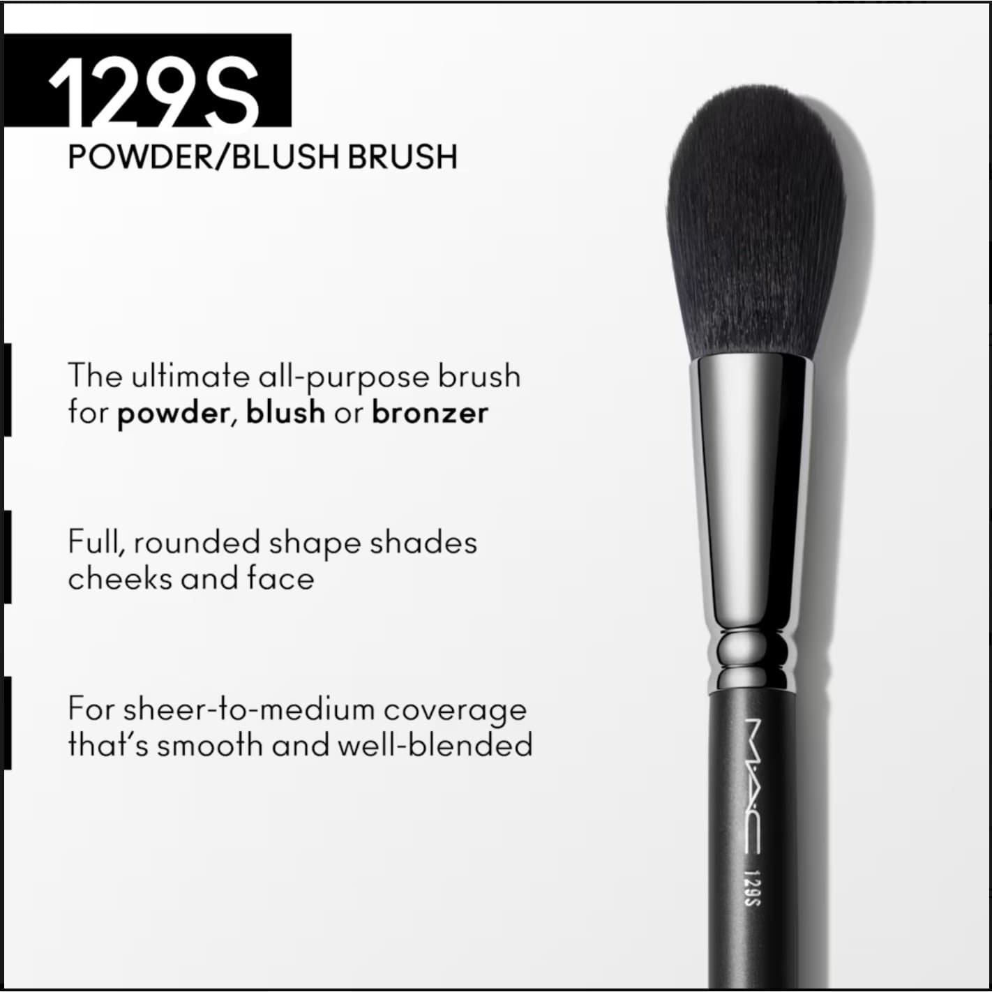 M·A·C 129S Powder Blush Brush Vegan Synthetic All-Purpose Face Brush New - Thumbnail 3