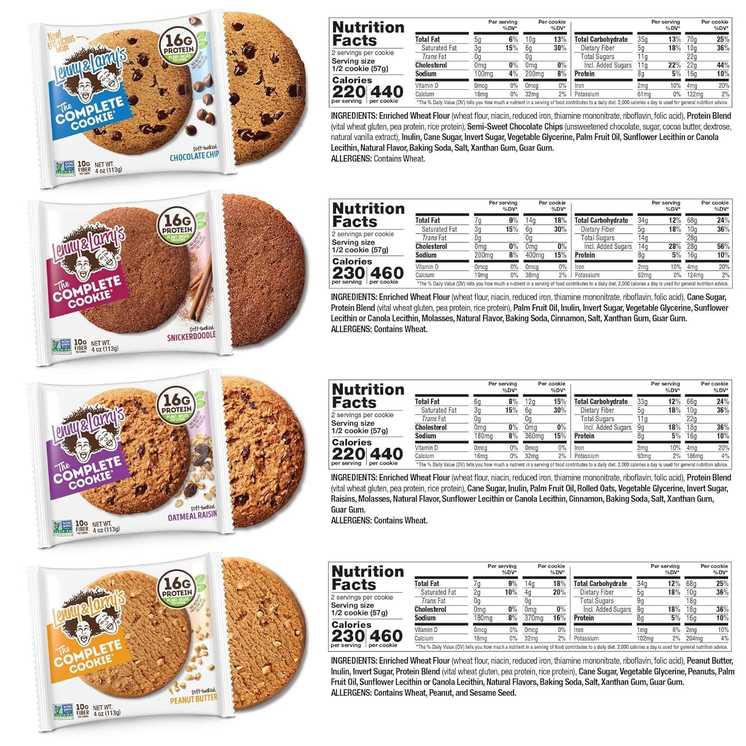 Lenny & Larry’s Complete Cookie Variety Pack 16ct Vegan 16g Protein Soft Baked - Thumbnail 2