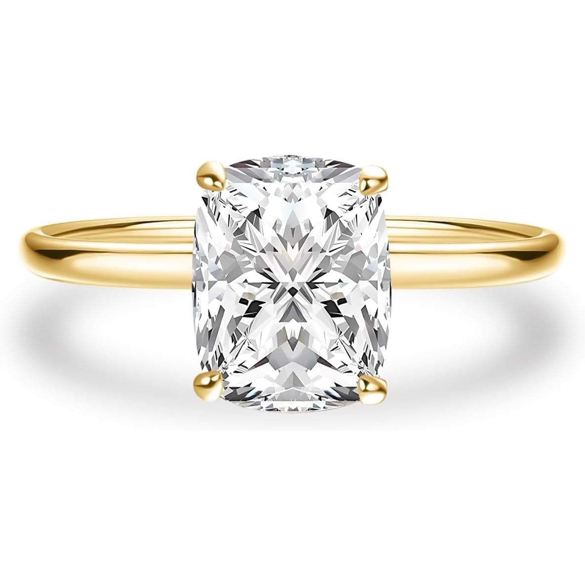 Moissanite Engagement Ring 2.5CT Cushion Crushed D Color VVS1 925 Silver Gold - Thumbnail 5