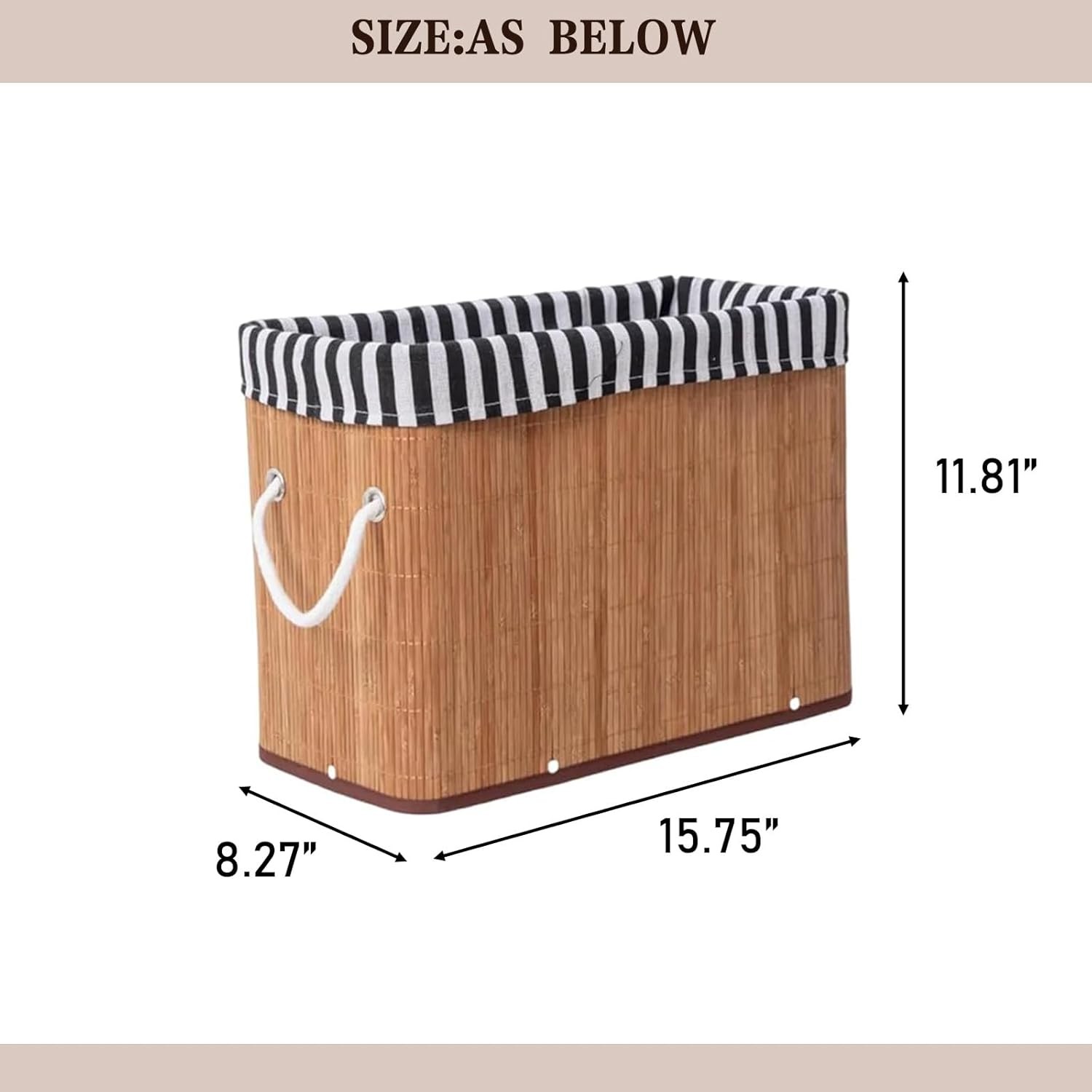 2PCS Bamboo Storage Basket Fabric Lined Under Desk Organizer - Thumbnail 2
