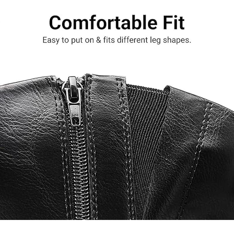 DREAM PAIRS Women Knee High Riding Boots Side Zipper Buckle Black Size 10 - Thumbnail 7