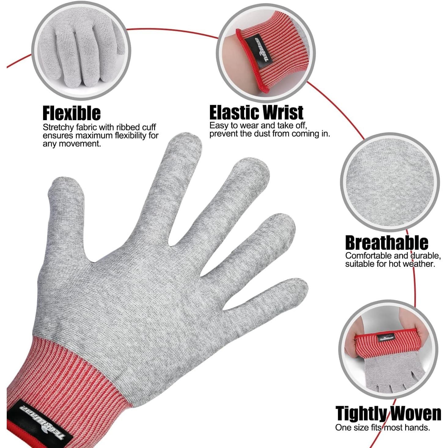 TeckWrap Vinyl Wrap Anti-Static Gloves Grey Car Decal Tint Application 2 Pairs - Thumbnail 10