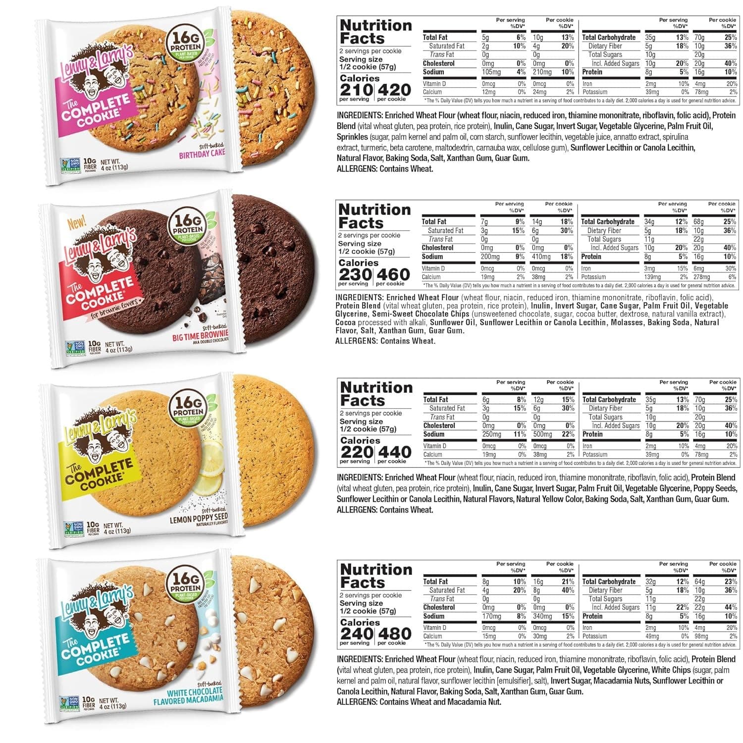 Lenny & Larry’s Complete Cookie Variety Pack 16ct Vegan 16g Protein Soft Baked - Thumbnail 3