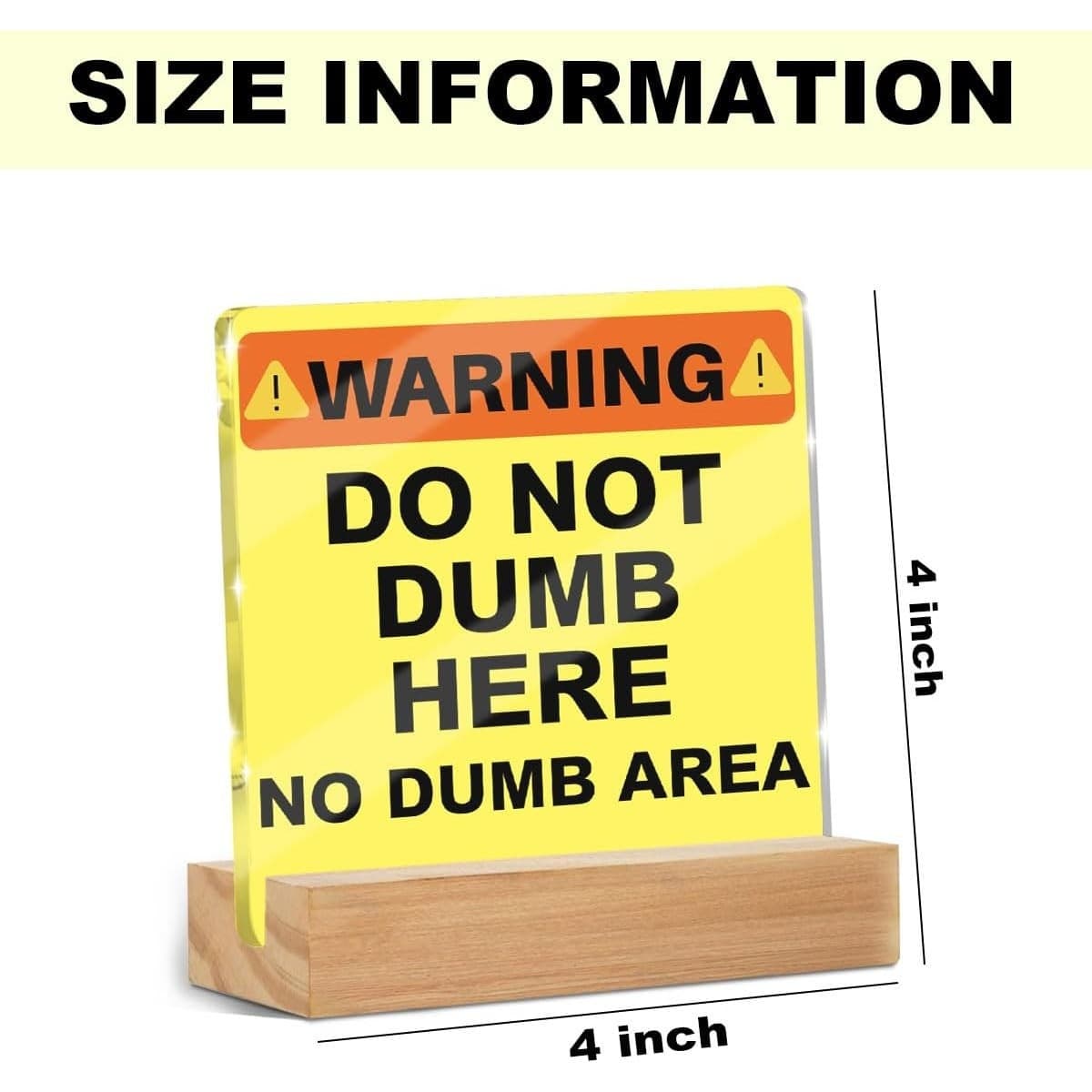 Funny Office Desk Decor Acrylic Sign Do Not Dumb Here 4x4 Gift Coworker - Thumbnail 2