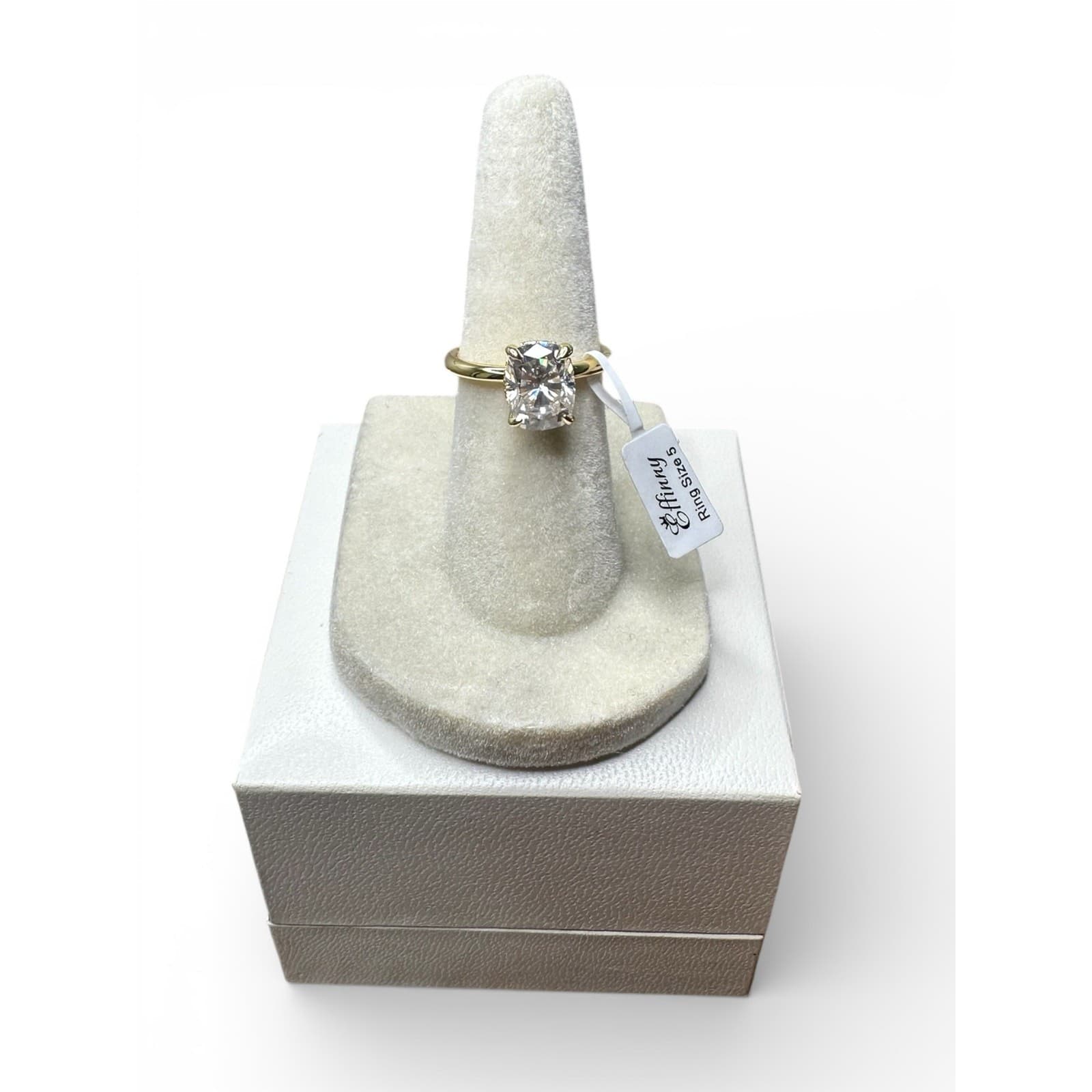 Moissanite Engagement Ring 2.5CT Cushion Crushed D Color VVS1 925 Silver Gold - Thumbnail 9