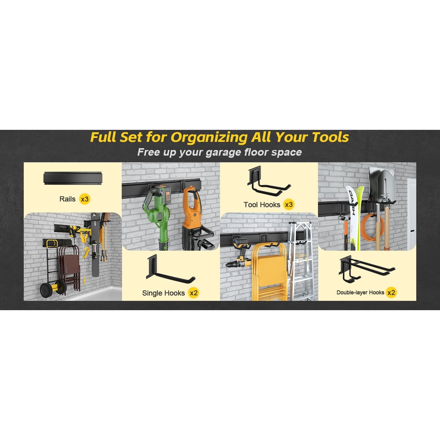 48" Alloy Steel with 3 Panels & 7 Hooks Heavy Duty 440lbs Adjustable Hooks - Thumbnail 8