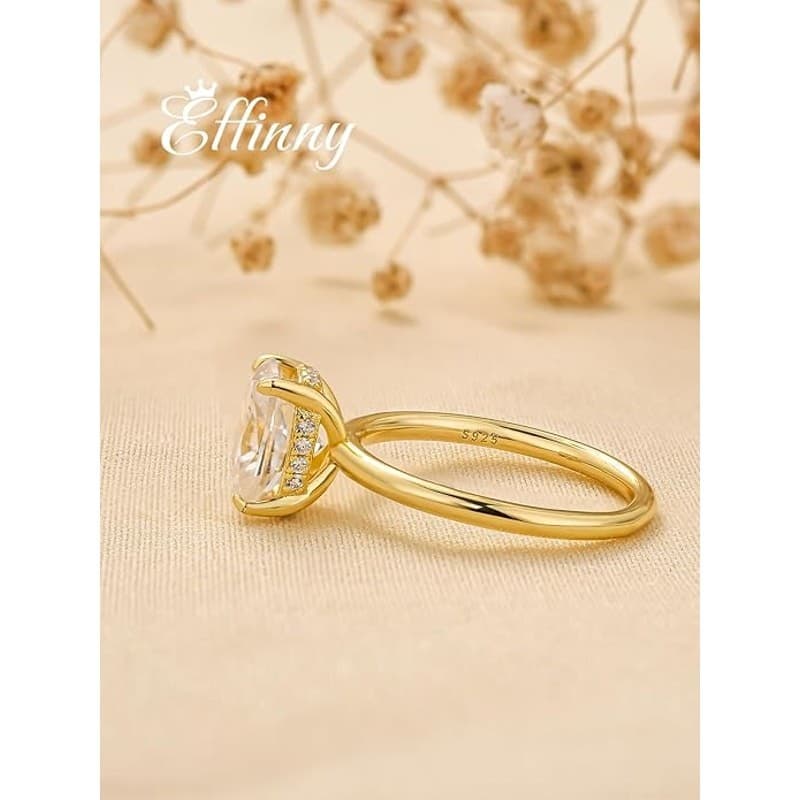Moissanite Engagement Ring 2.5CT Cushion Crushed D Color VVS1 925 Silver Gold - Thumbnail 4