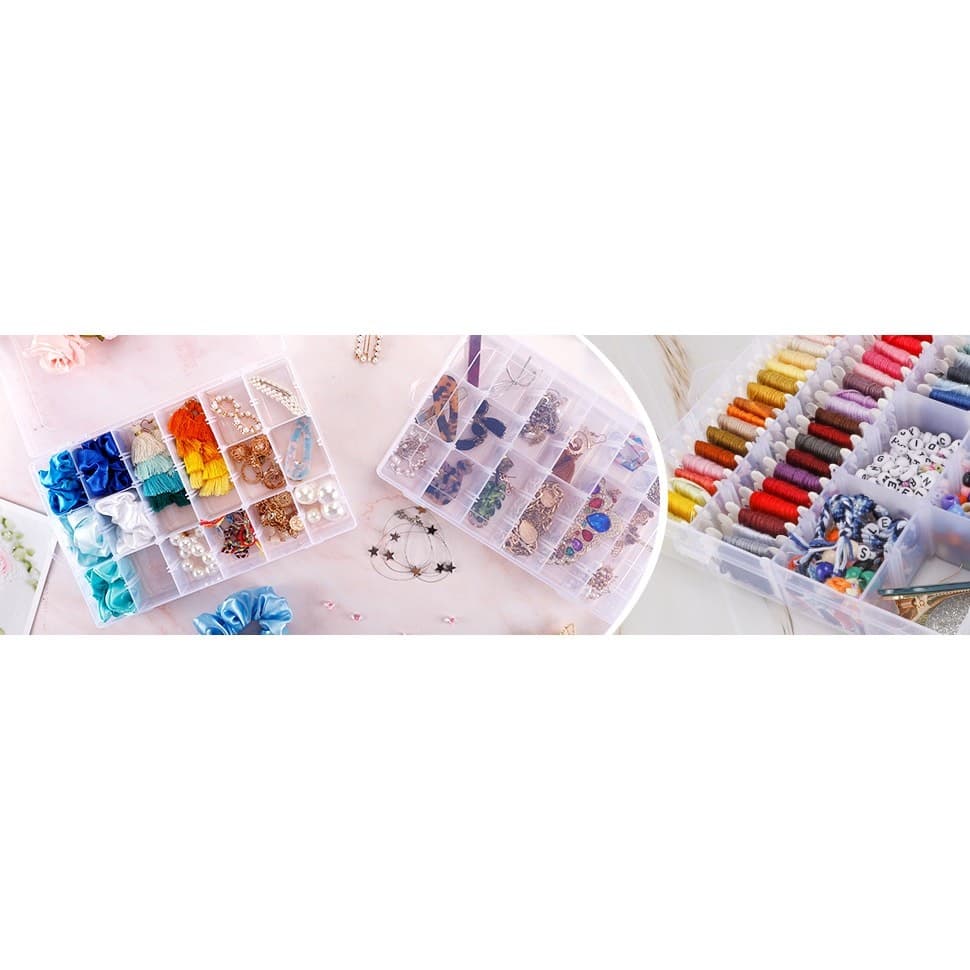 4 Pack 36 Grids Clear Plastic Organizer Box with Adjustable Dividers New - Thumbnail 12