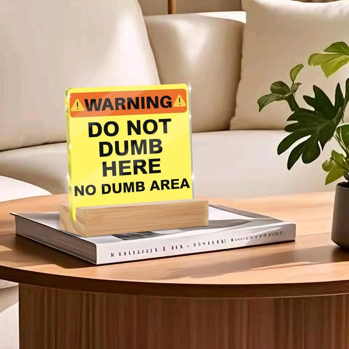 Funny Office Desk Decor Acrylic Sign Do Not Dumb Here 4x4 Gift Coworker - Thumbnail 3