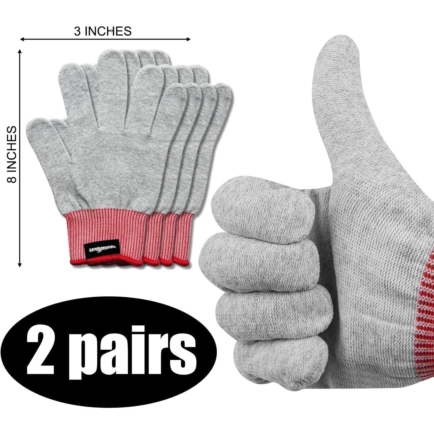TeckWrap Vinyl Wrap Anti-Static Gloves Grey Car Decal Tint Application 2 Pairs - Thumbnail 2