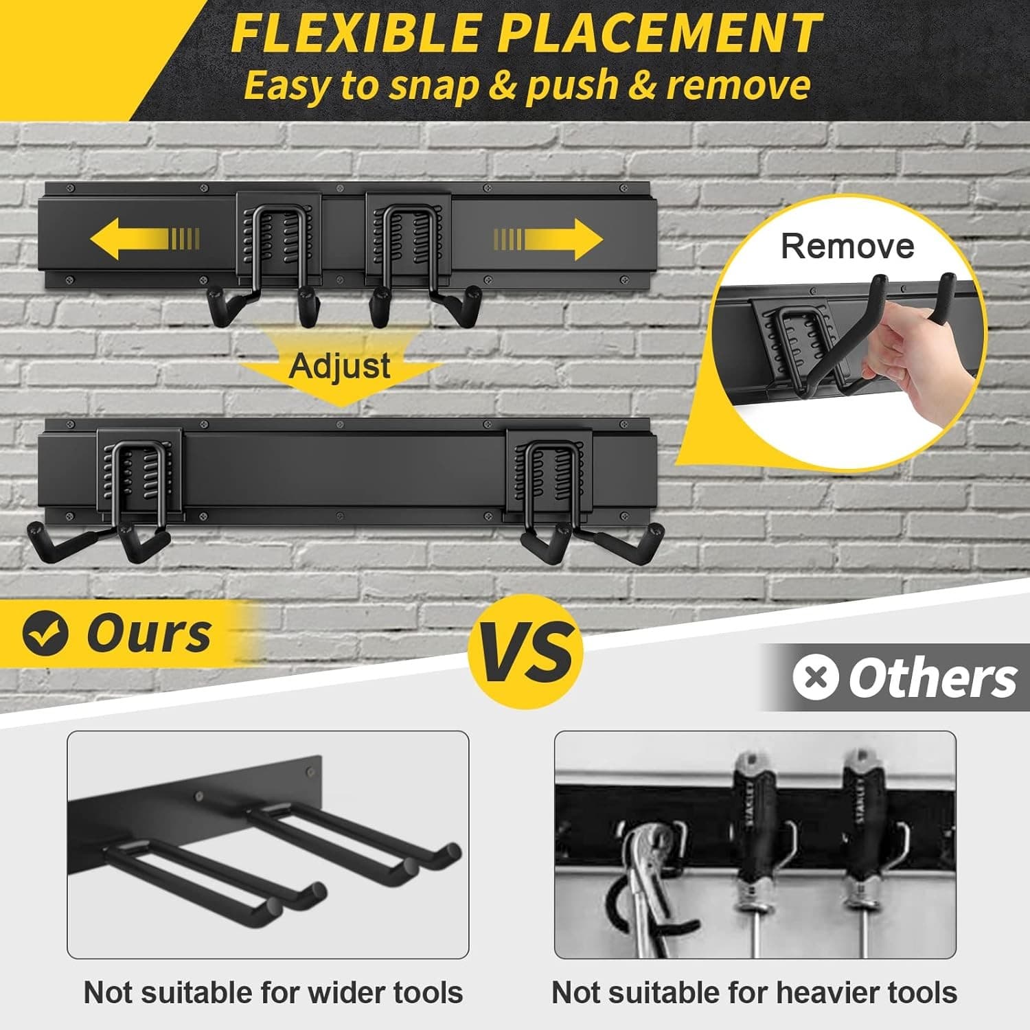 48" Alloy Steel with 3 Panels & 7 Hooks Heavy Duty 440lbs Adjustable Hooks - Thumbnail 4