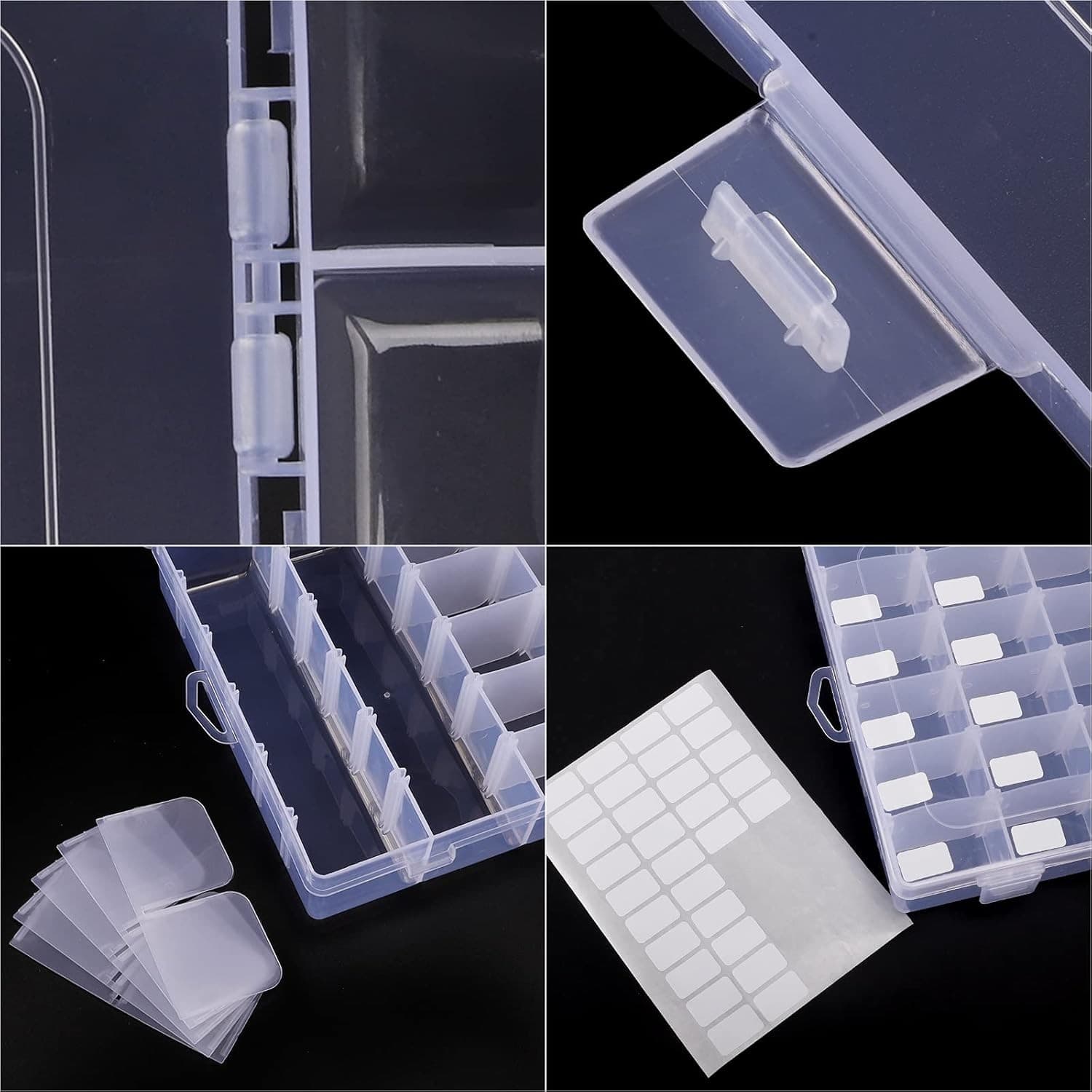 4 Pack 36 Grids Clear Plastic Organizer Box with Adjustable Dividers New - Thumbnail 5