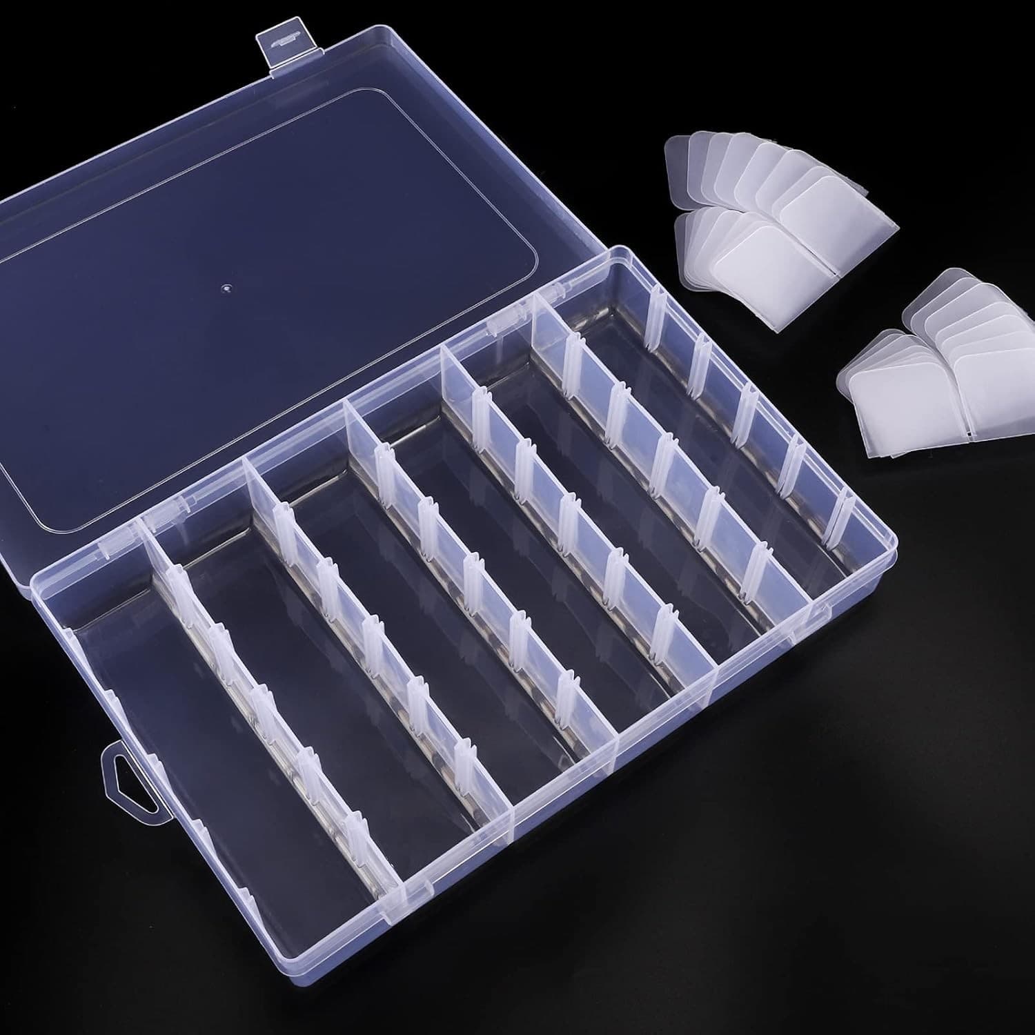 4 Pack 36 Grids Clear Plastic Organizer Box with Adjustable Dividers New - Thumbnail 4