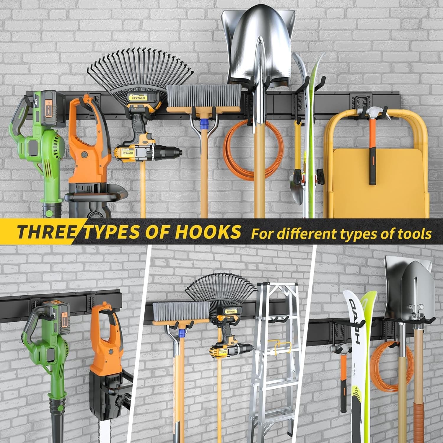 48" Alloy Steel with 3 Panels & 7 Hooks Heavy Duty 440lbs Adjustable Hooks - Thumbnail 6