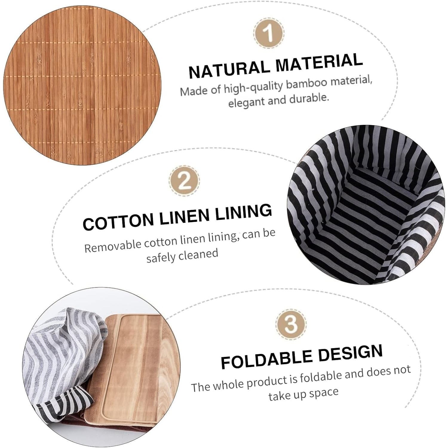2PCS Bamboo Storage Basket Fabric Lined Under Desk Organizer - Thumbnail 5