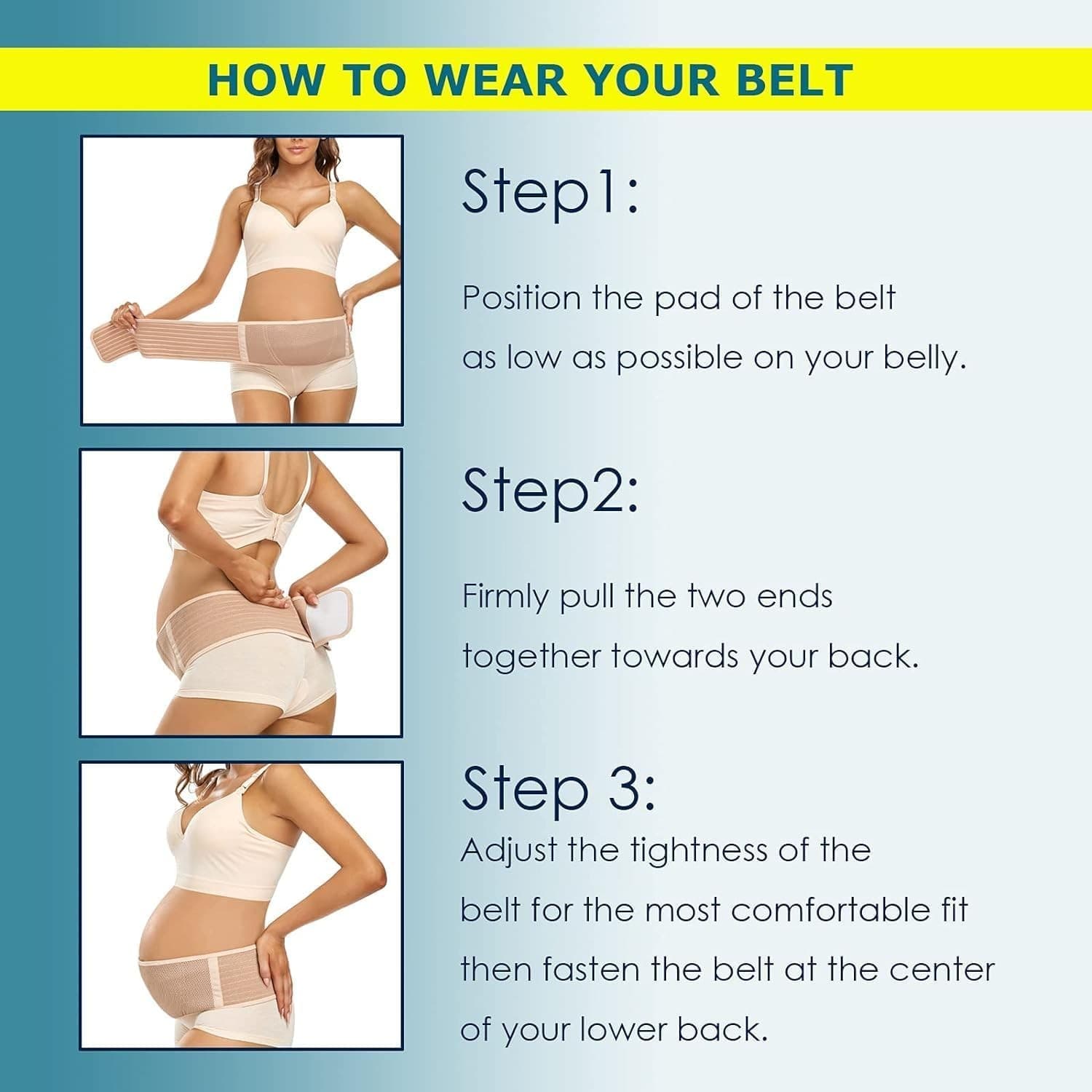 Maternity Belly Band Pregnancy Support Belt Adjustable Back Abdomen Beige - Thumbnail 6