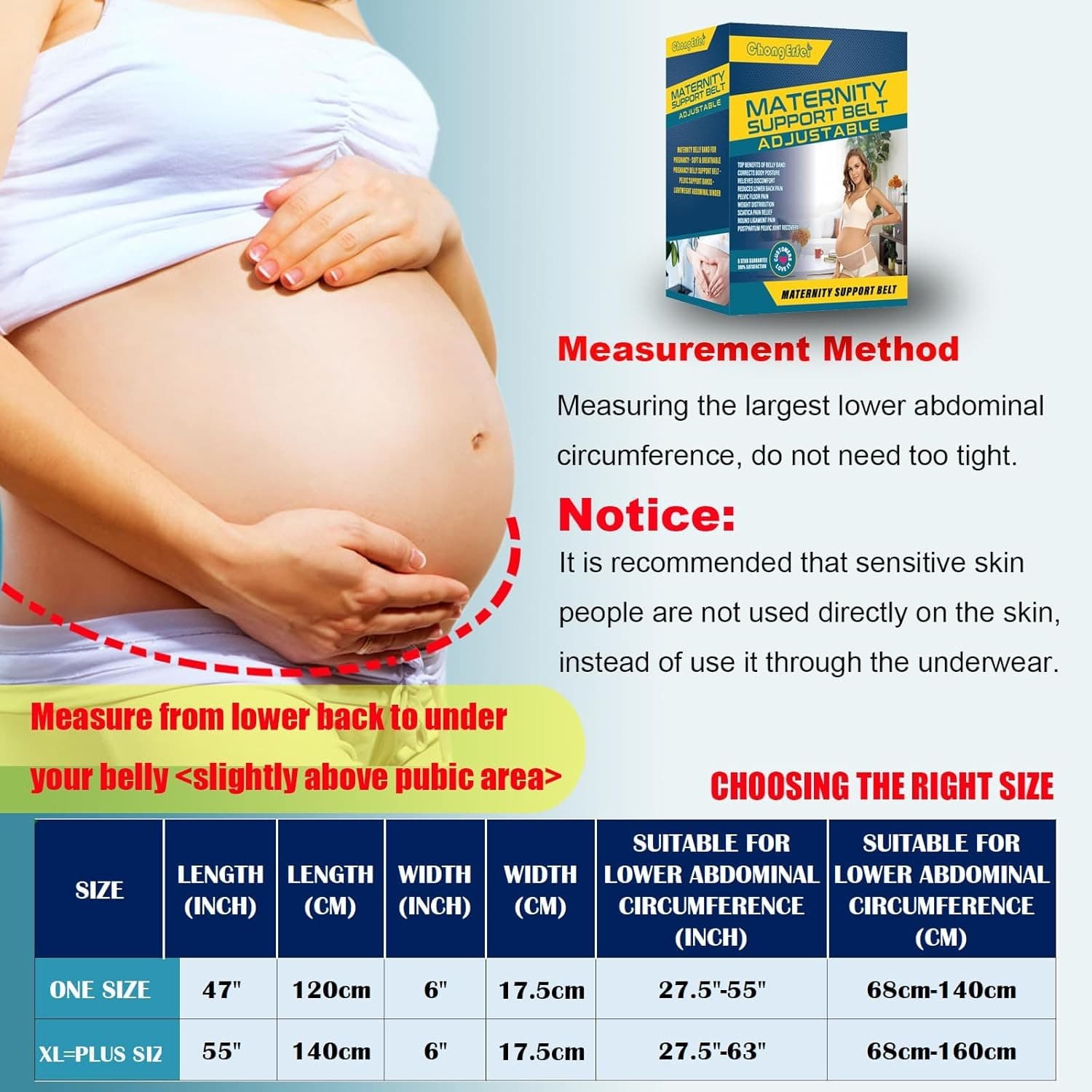 Maternity Belly Band Pregnancy Support Belt Adjustable Back Abdomen Beige - Thumbnail 5