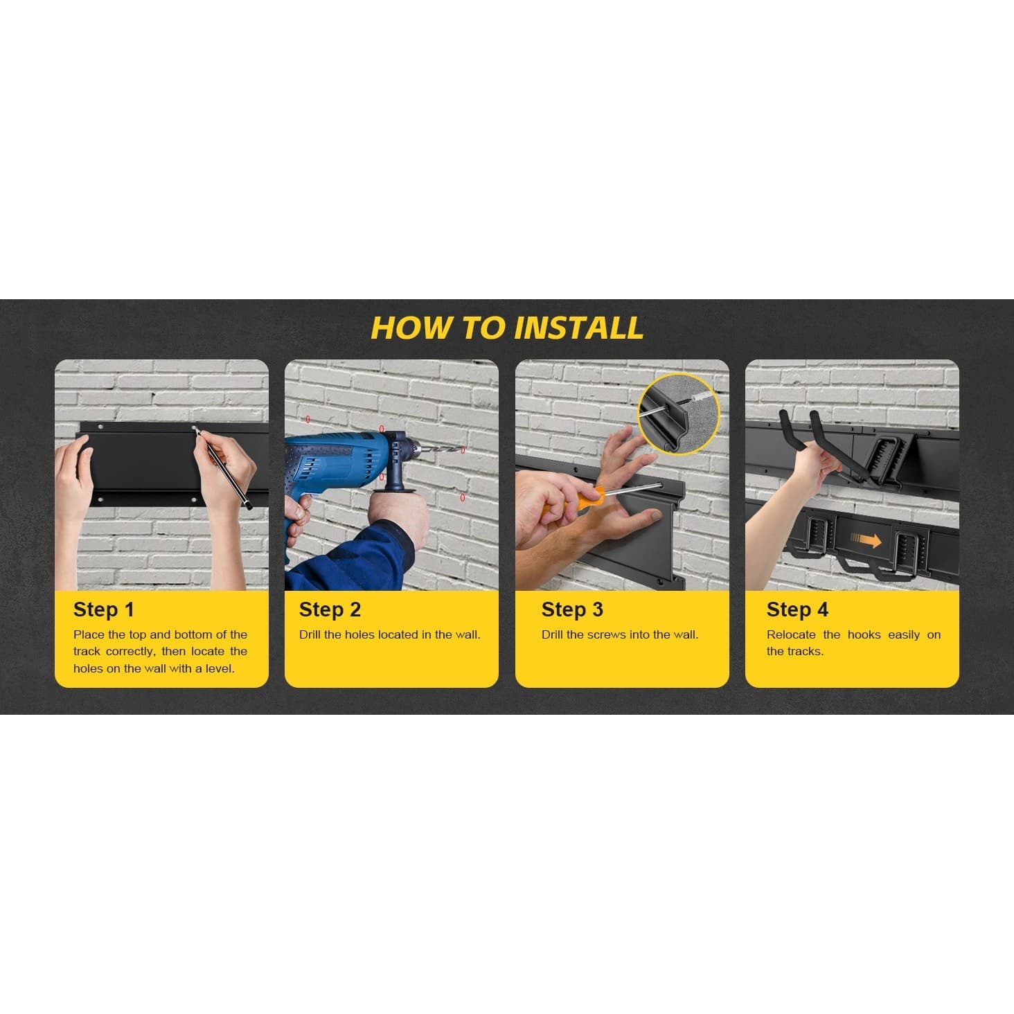48" Alloy Steel with 3 Panels & 7 Hooks Heavy Duty 440lbs Adjustable Hooks - Thumbnail 9