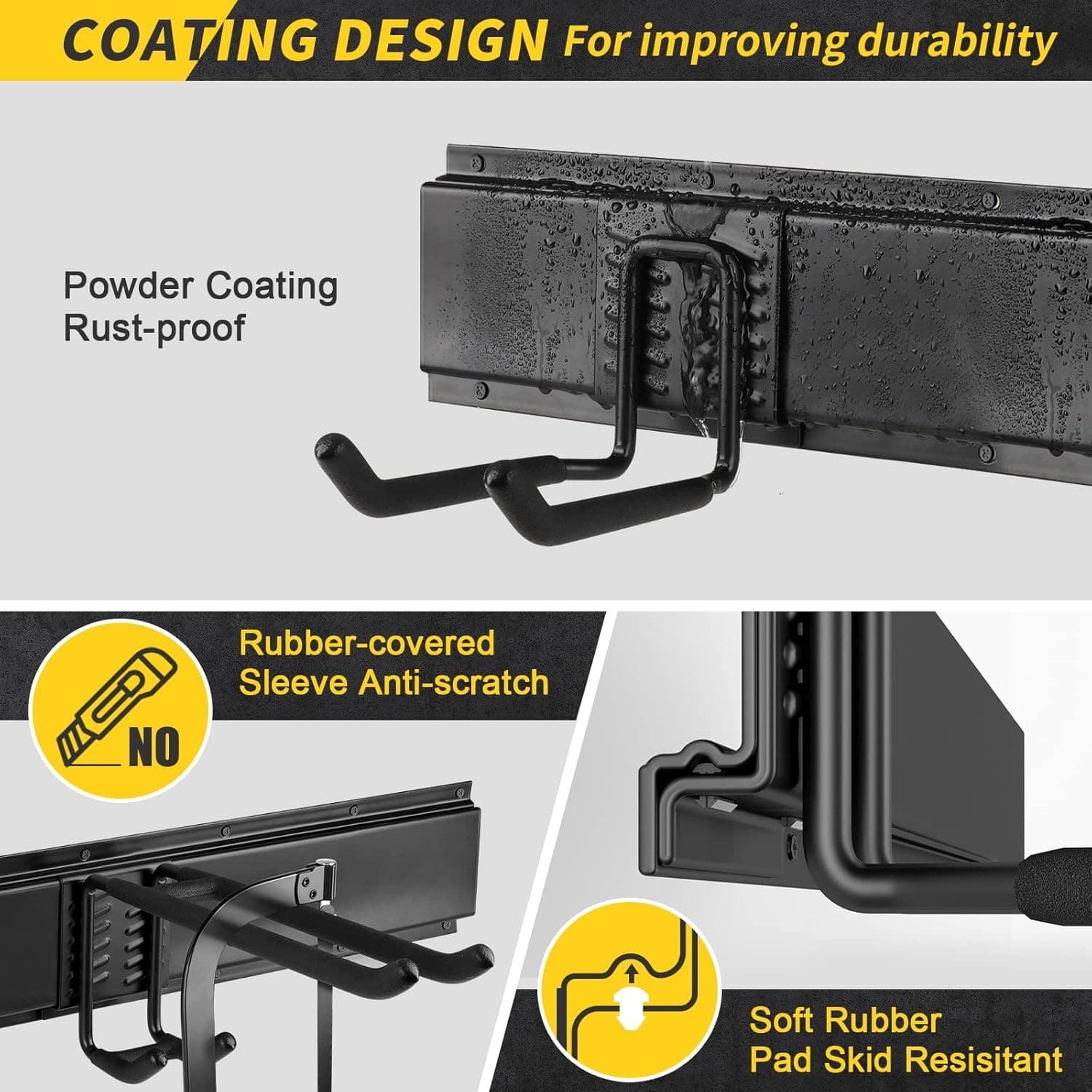 48" Alloy Steel with 3 Panels & 7 Hooks Heavy Duty 440lbs Adjustable Hooks - Thumbnail 2