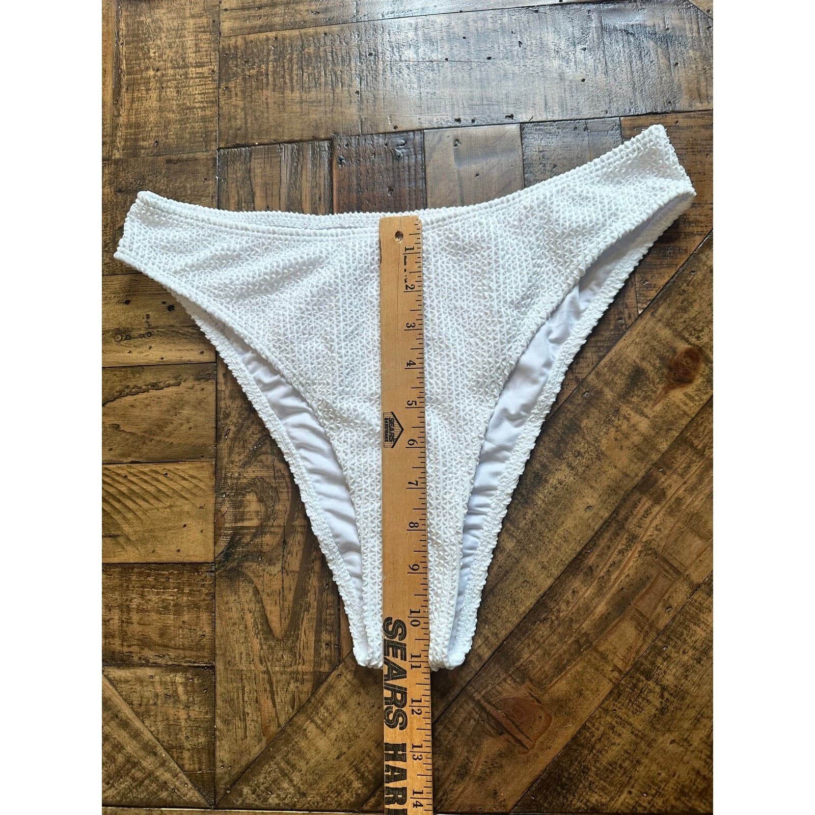 Women Ribbed Bikini Set O Ring Two Piece Swimsuit Beach White Size L - Thumbnail 11