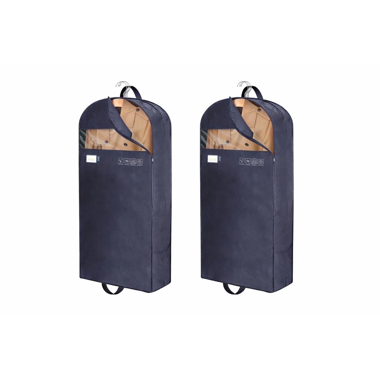 BALEINE 60” Garment Bag 2-Pack Travel Suit Dress Cover Clear Window 5” Gusset - Thumbnail 2