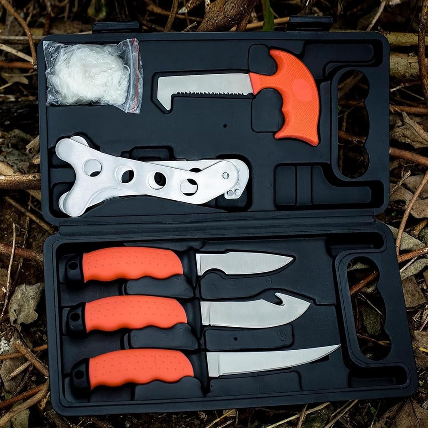 6-Piece Hunting Knife Set Game Processor Deer Elk Field Dressing Kit Hard Case - Thumbnail 3