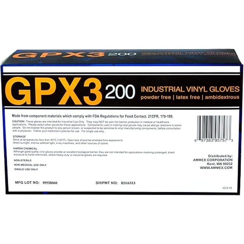 AMMEX GPX3 200 Clear Vinyl Gloves Medium Latex Free Powder Free Disposable - Thumbnail 3