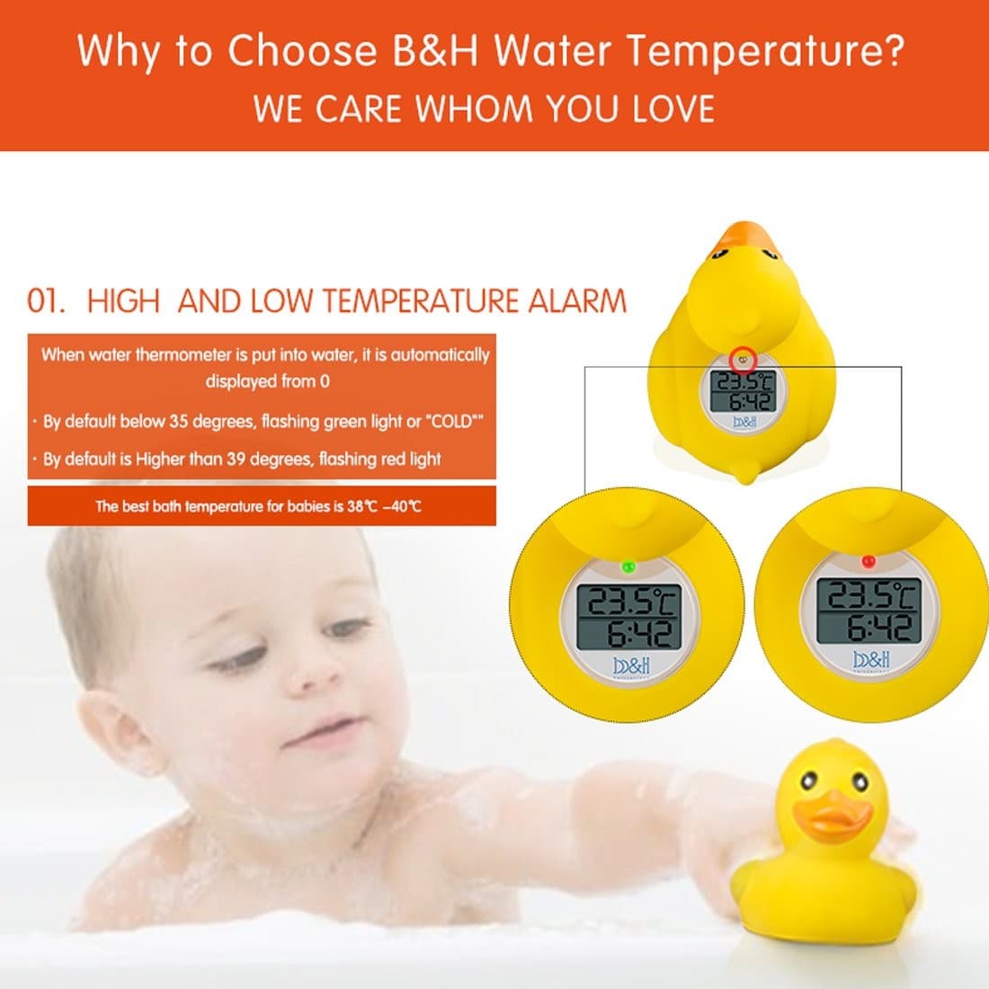 Baby Bath Thermometer & Time Duck Floating Digital Water Temperature Safety Toy - Thumbnail 8