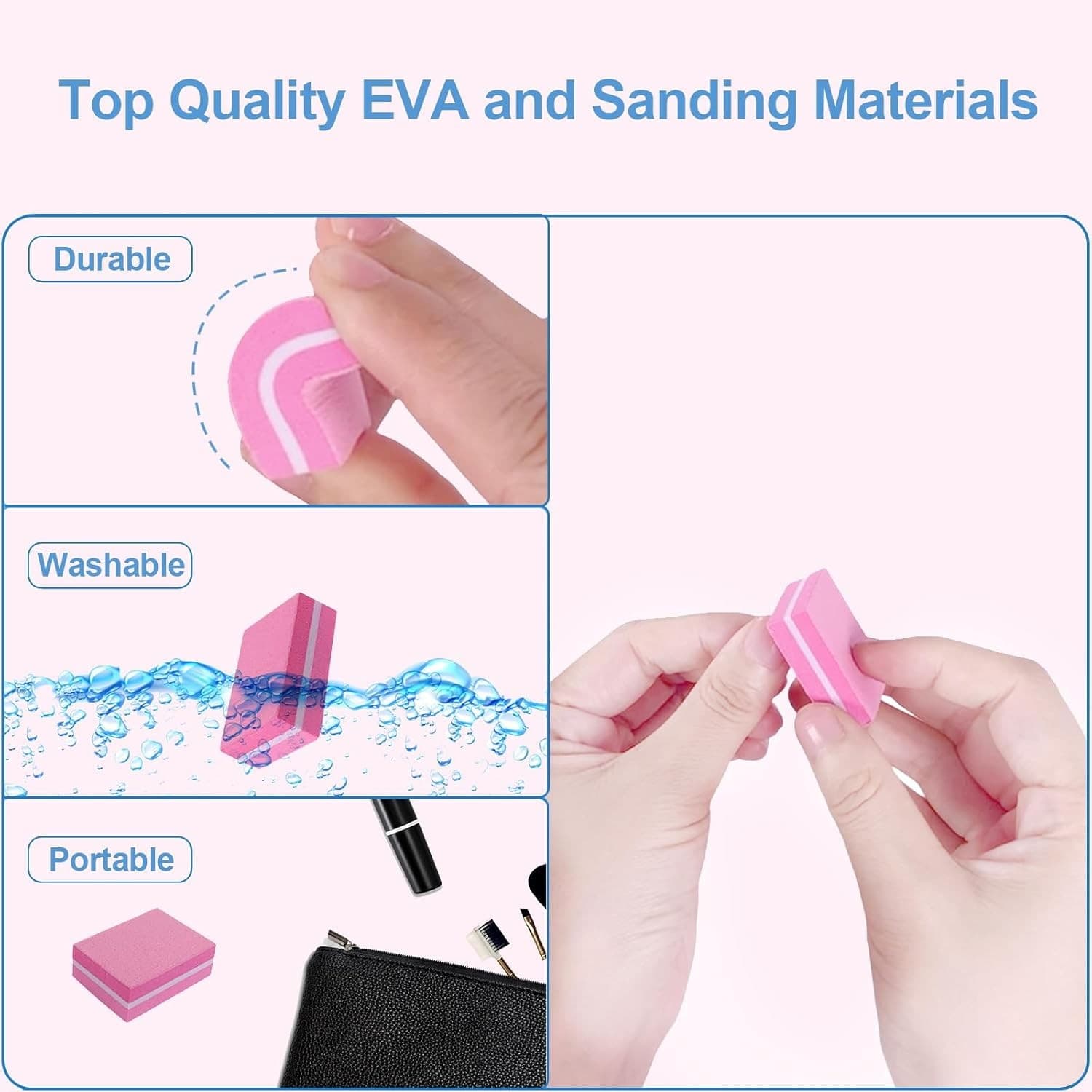 100 Grit Nail Buffer Blocks Mini Bulk for Acrylic & Natural Nails Manicure - Thumbnail 5