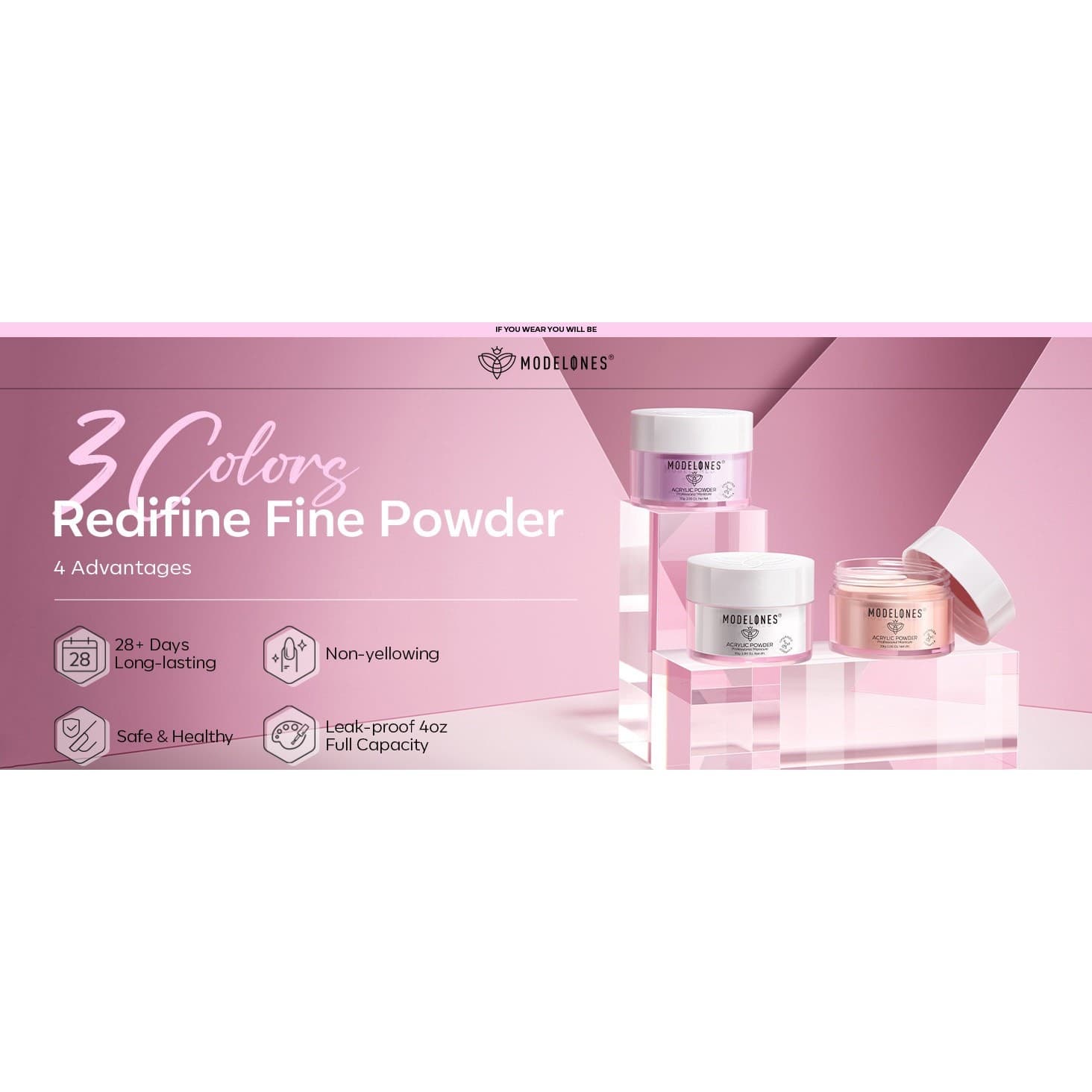 Modelones Acrylic Powder Set 3 Colors Pink Nude White for Nails Extension & Art - Thumbnail 16