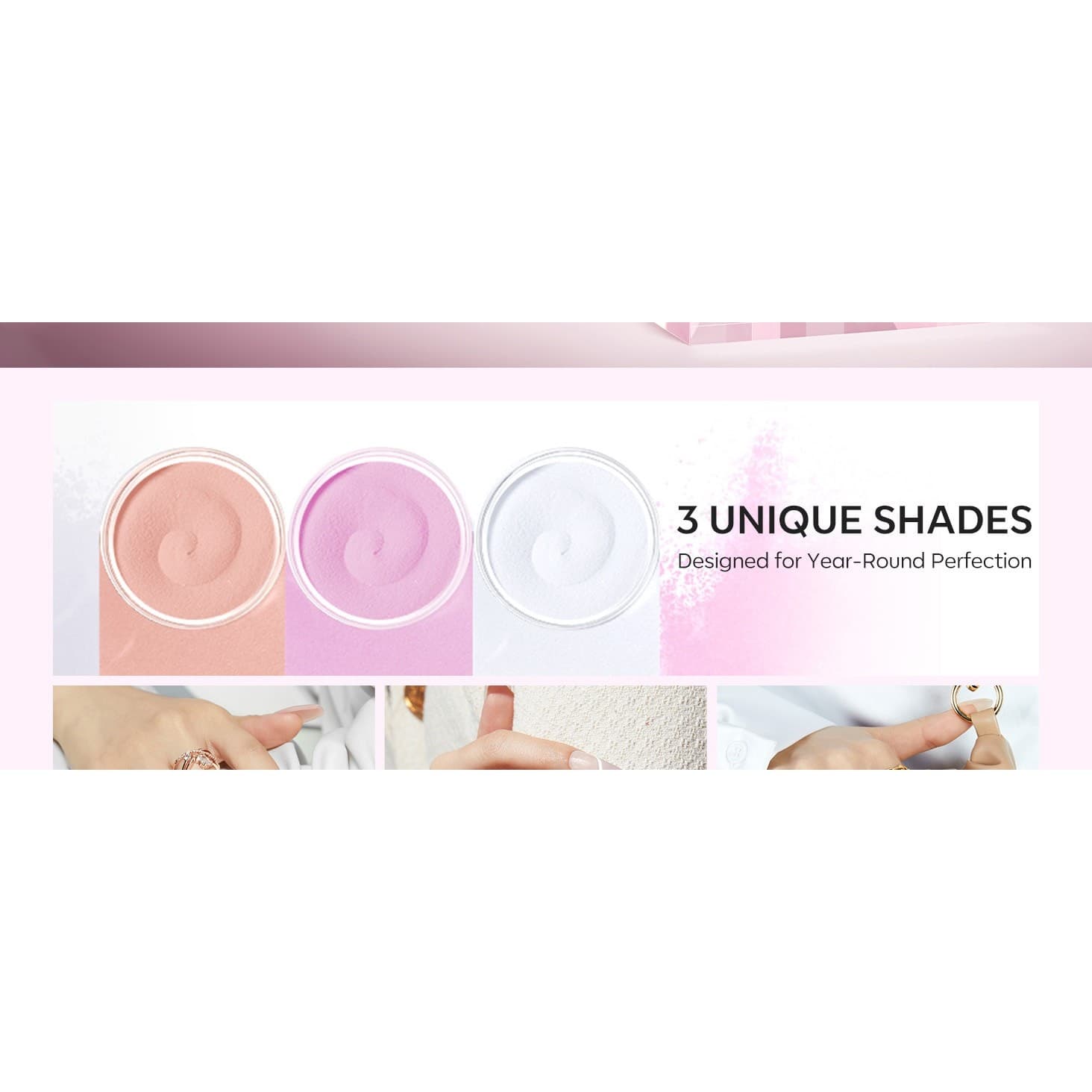 Modelones Acrylic Powder Set 3 Colors Pink Nude White for Nails Extension & Art - Thumbnail 15