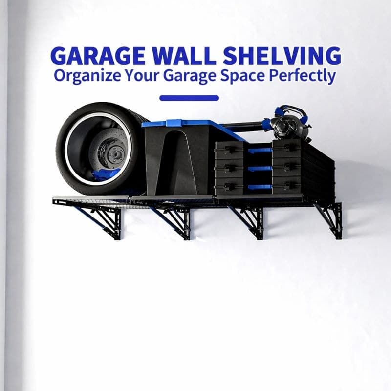 Heavy Duty Garage Wall Storage Shelf Rack 500lb Foldable Metal Mounted New - Thumbnail 3