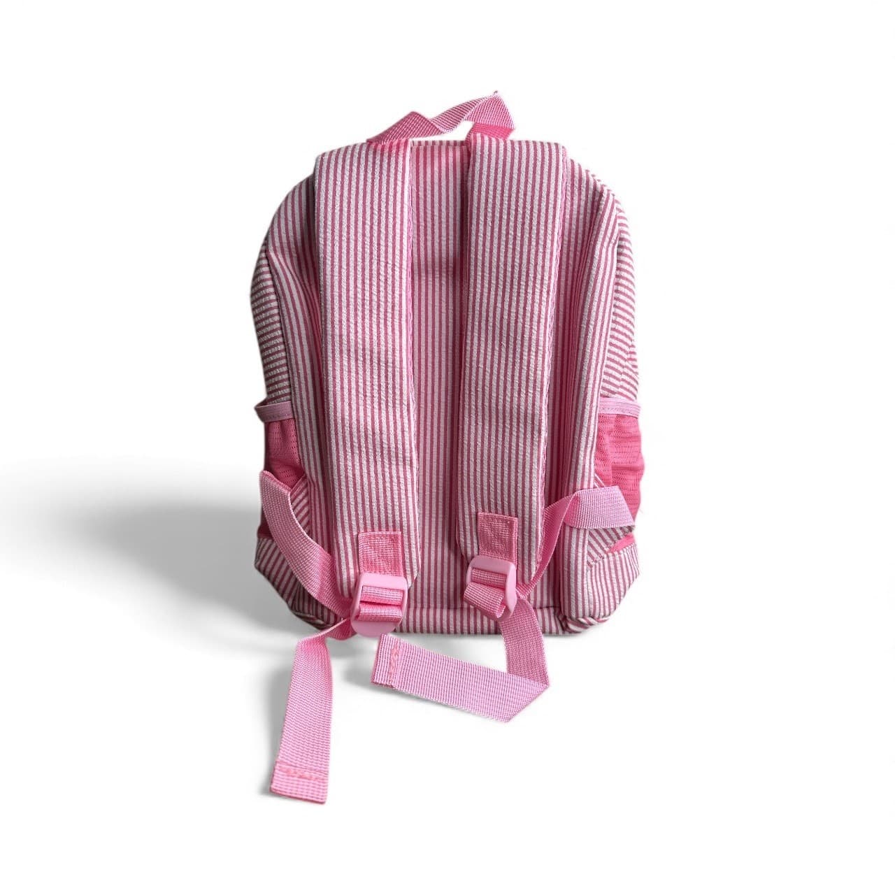 Pink Seersucker Kids Backpack with Initial Letter | Toddler Preschool Girl Bag - Thumbnail 11