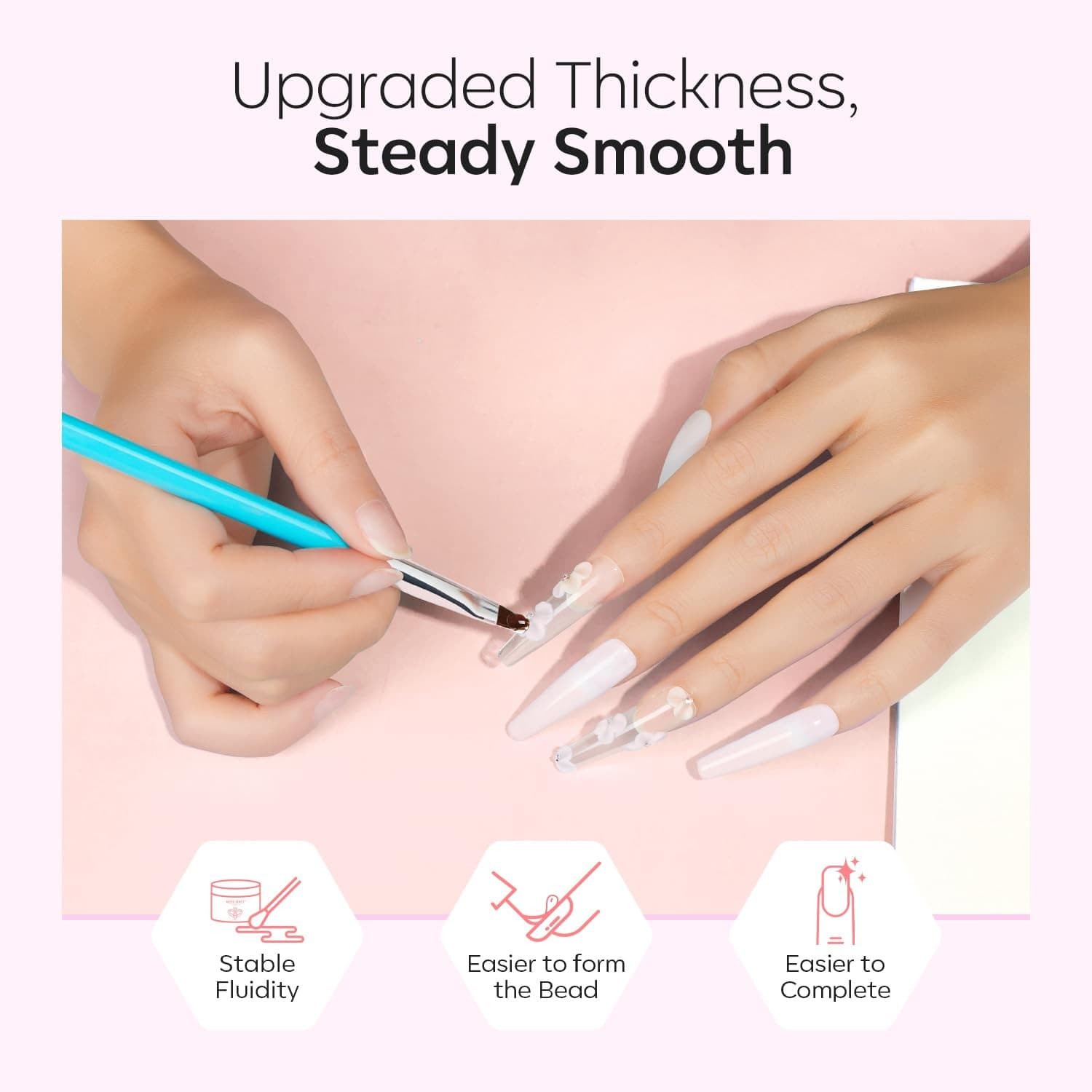 Modelones Acrylic Powder Set 3 Colors Pink Nude White for Nails Extension & Art - Thumbnail 8