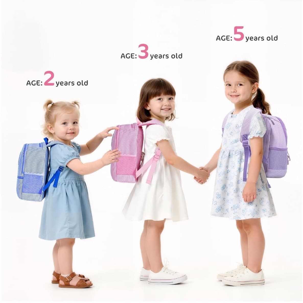 Pink Seersucker Kids Backpack with Initial Letter | Toddler Preschool Girl Bag - Thumbnail 5