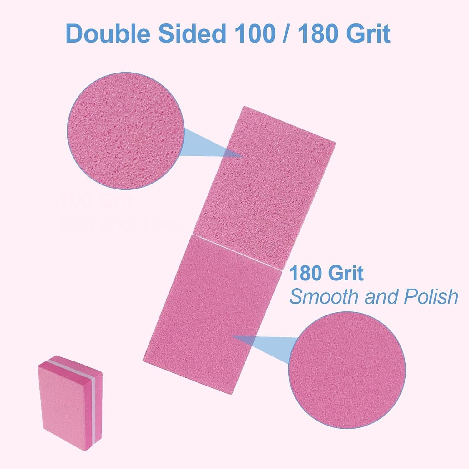 100 Grit Nail Buffer Blocks Mini Bulk for Acrylic & Natural Nails Manicure - Thumbnail 6